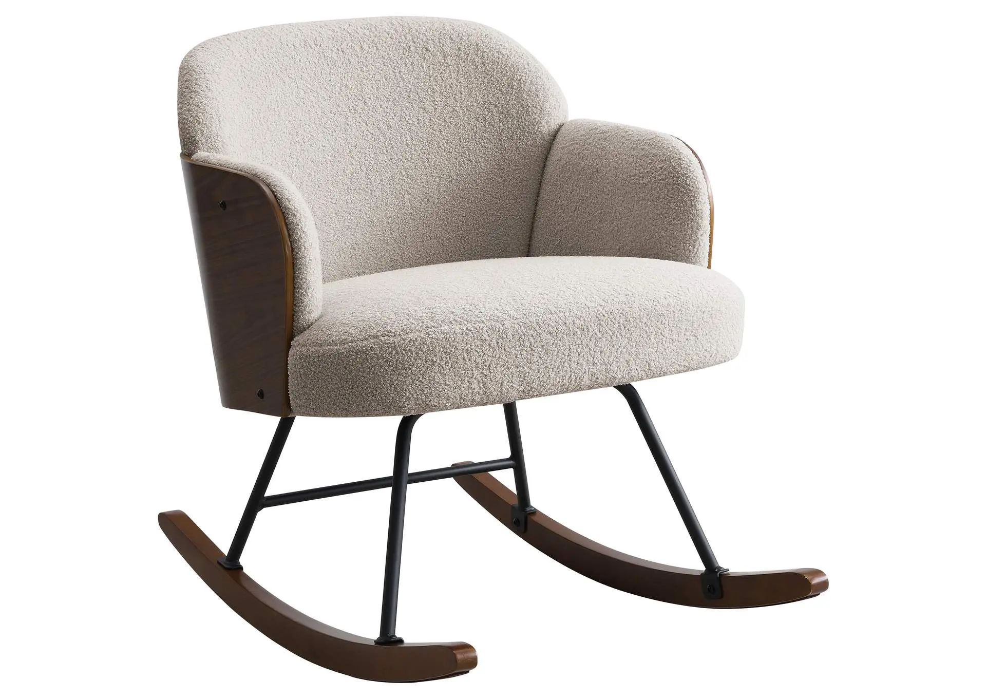 Paige Boucle Upholstered Mid Back Rocking Chair Beige