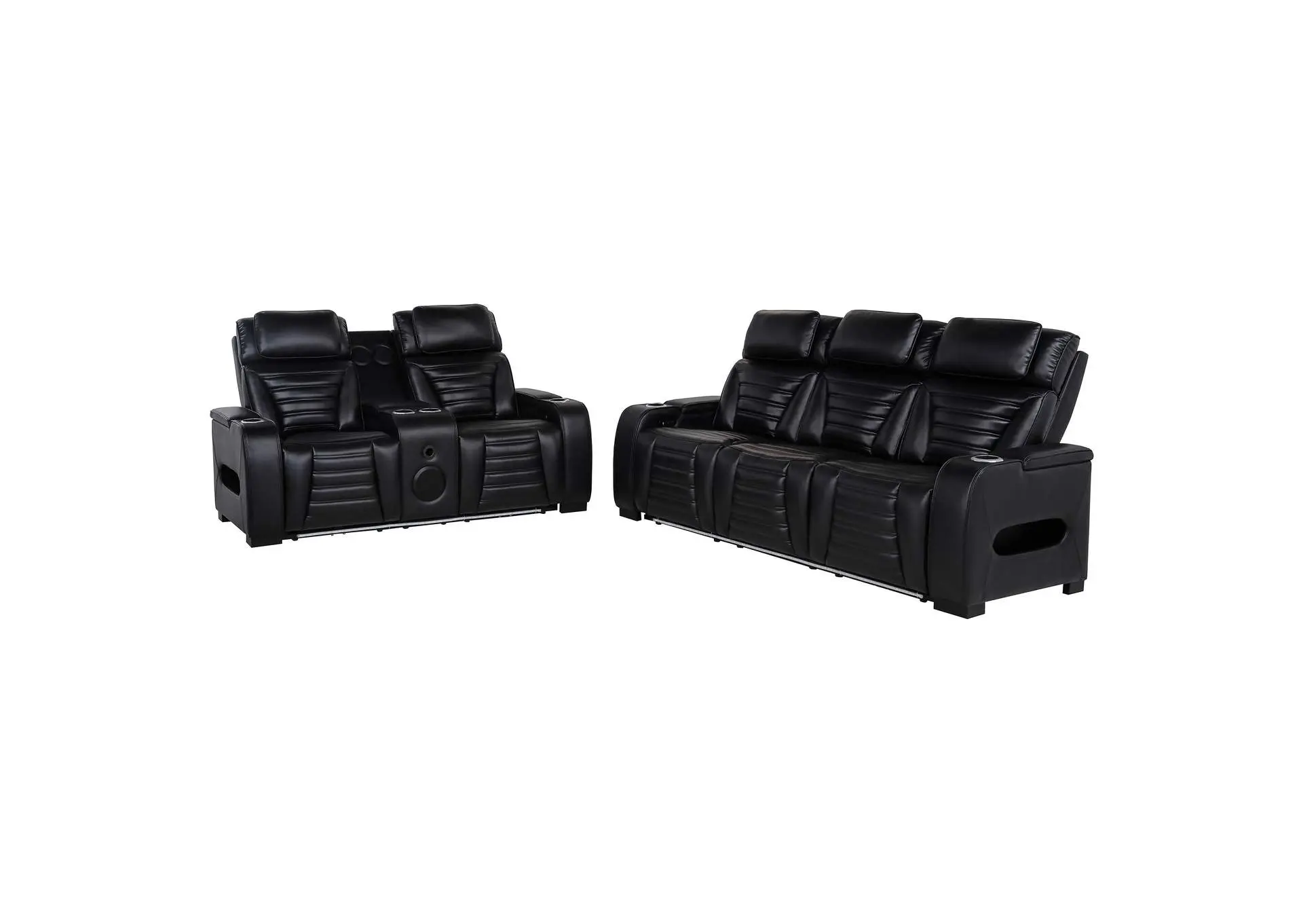 Zuma 2-Piece Dual Power Reclining Sofa Set with Bluetooth Black