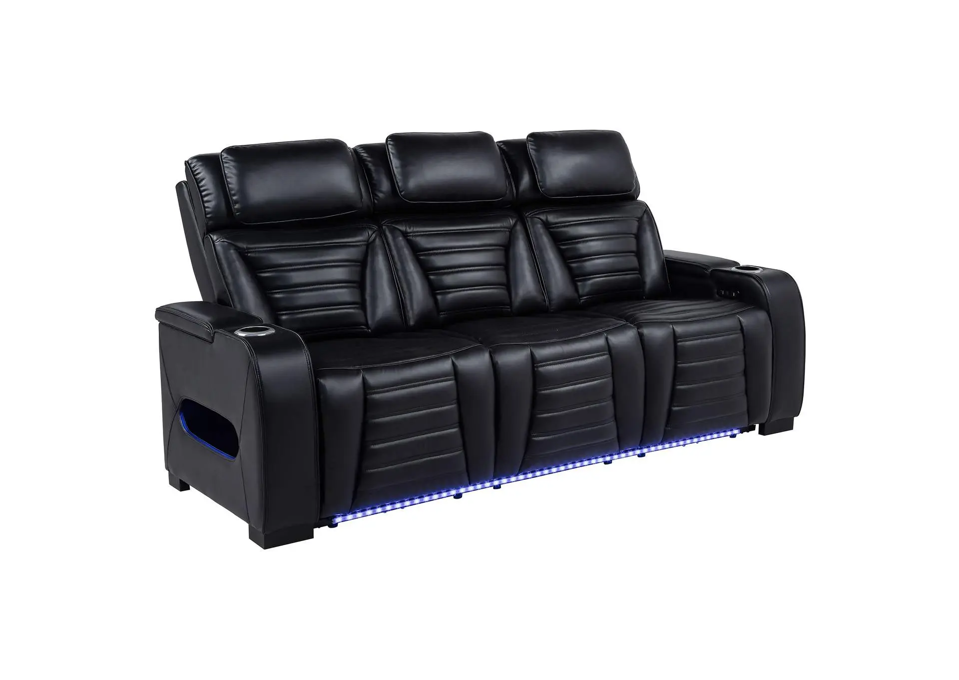 Zuma Dual Power Reclining Sofa with Reading Lights and Storage Black