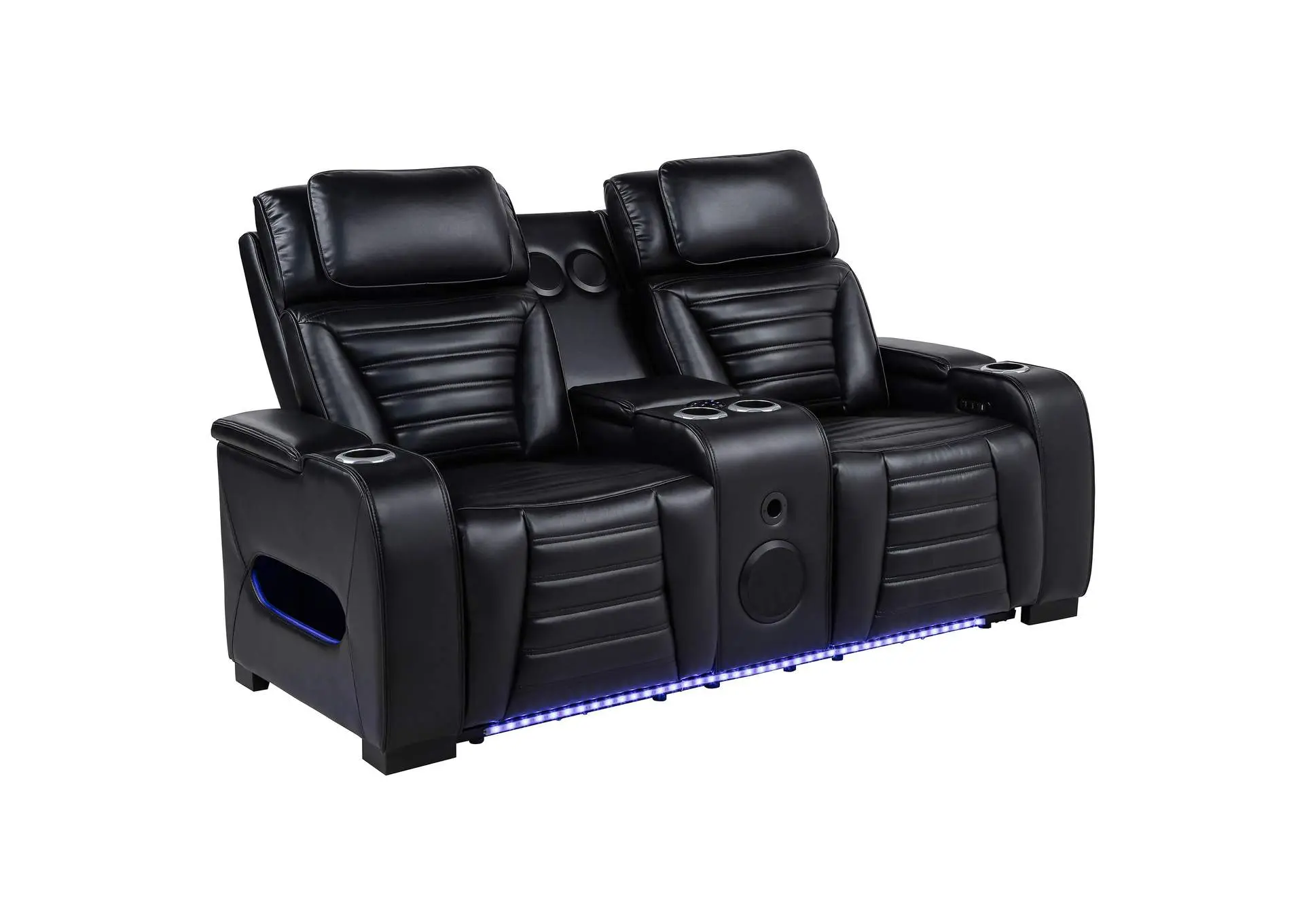 Zuma Dual Power Reclining Loveseat with Bluetooth and Storage Black