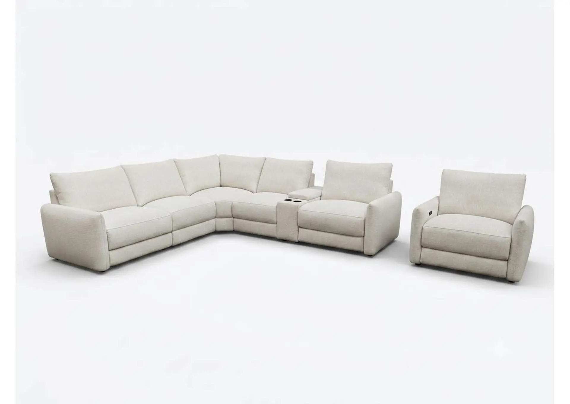 Valle 6-Piece L-Shaped Power Reclining Sectional with Console Pearl
