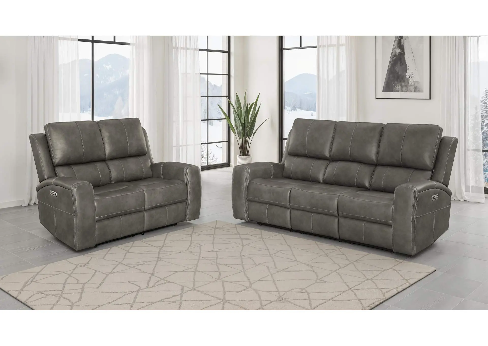 Brickston 2-piece Triple Power Reclining Sofa Set Charcoal