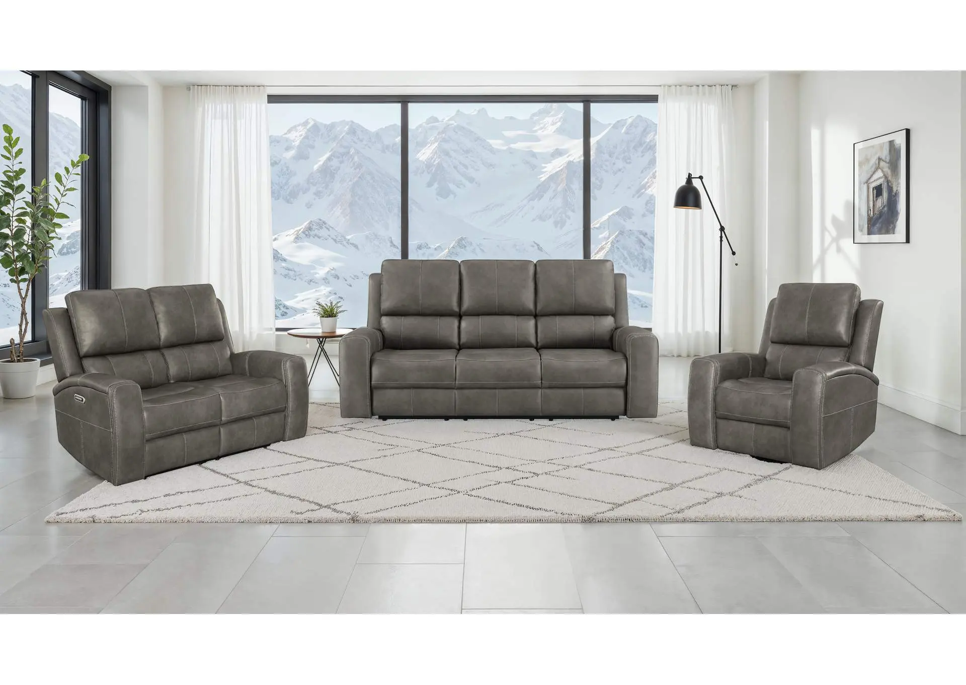 Brickston 3-piece Triple Power Reclining Sofa Set Charcoal