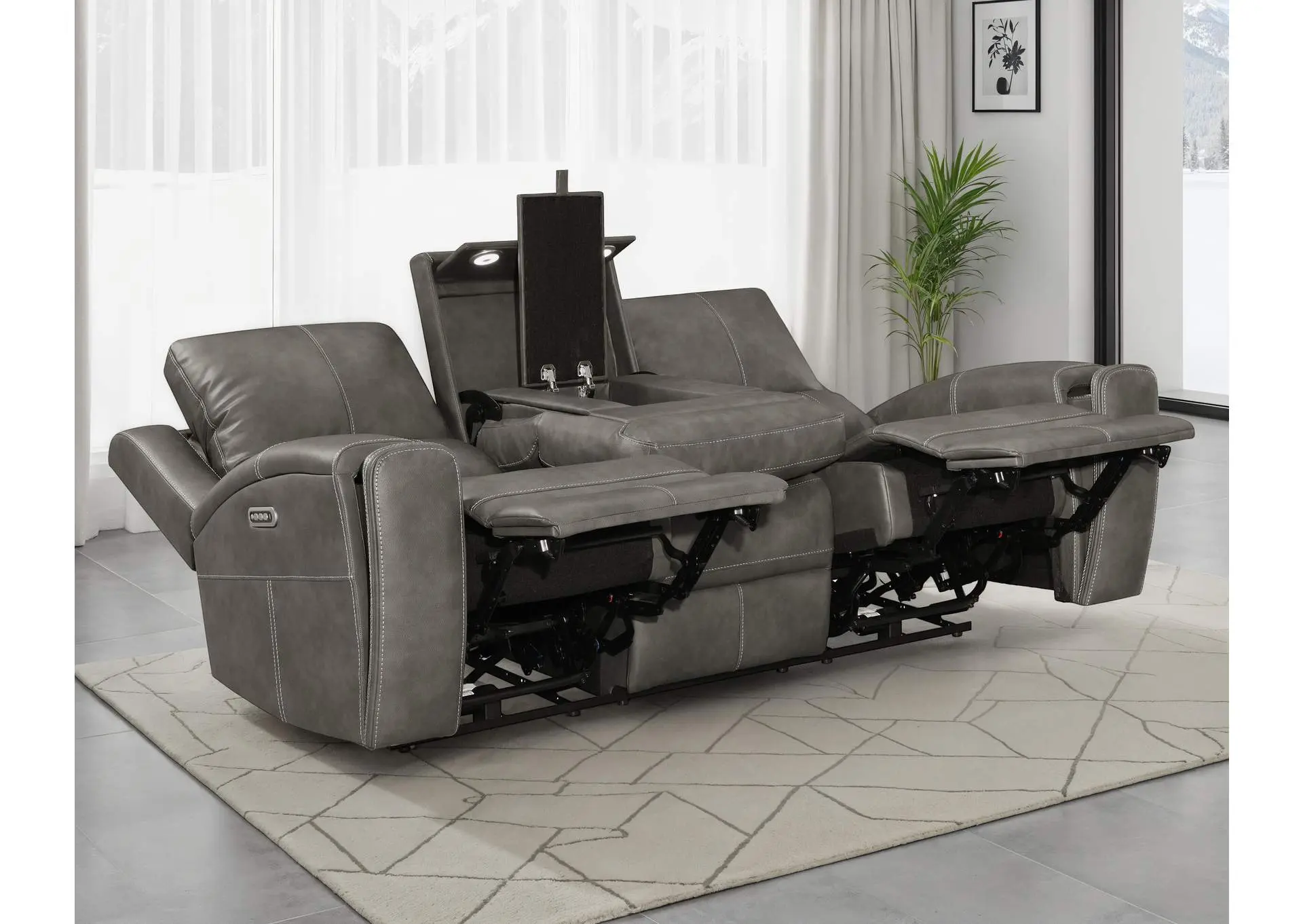 Brickston Triple Power Reclining Sofa Charcoal