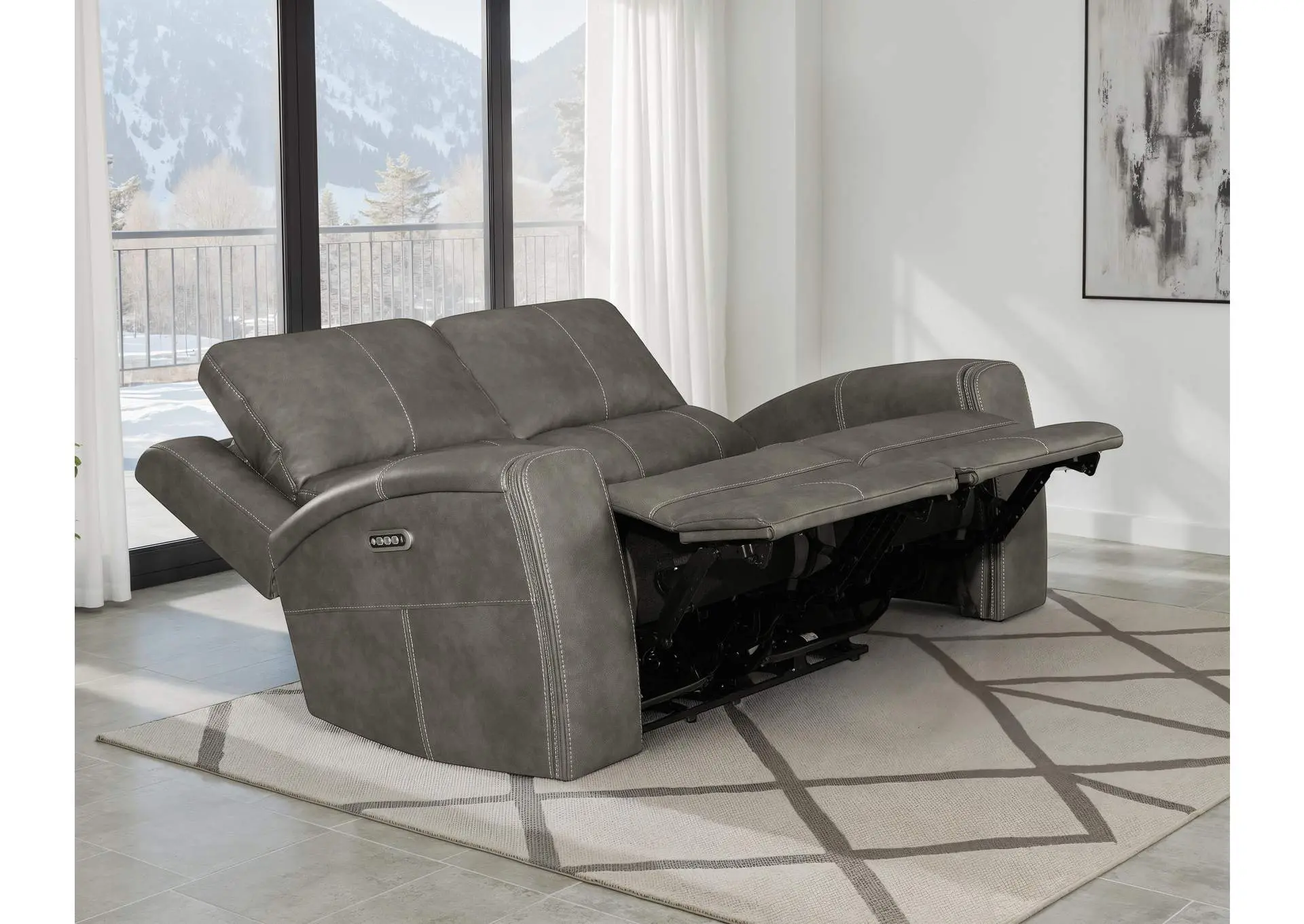 Brickston Triple Power Reclining Loveseat Charcoal