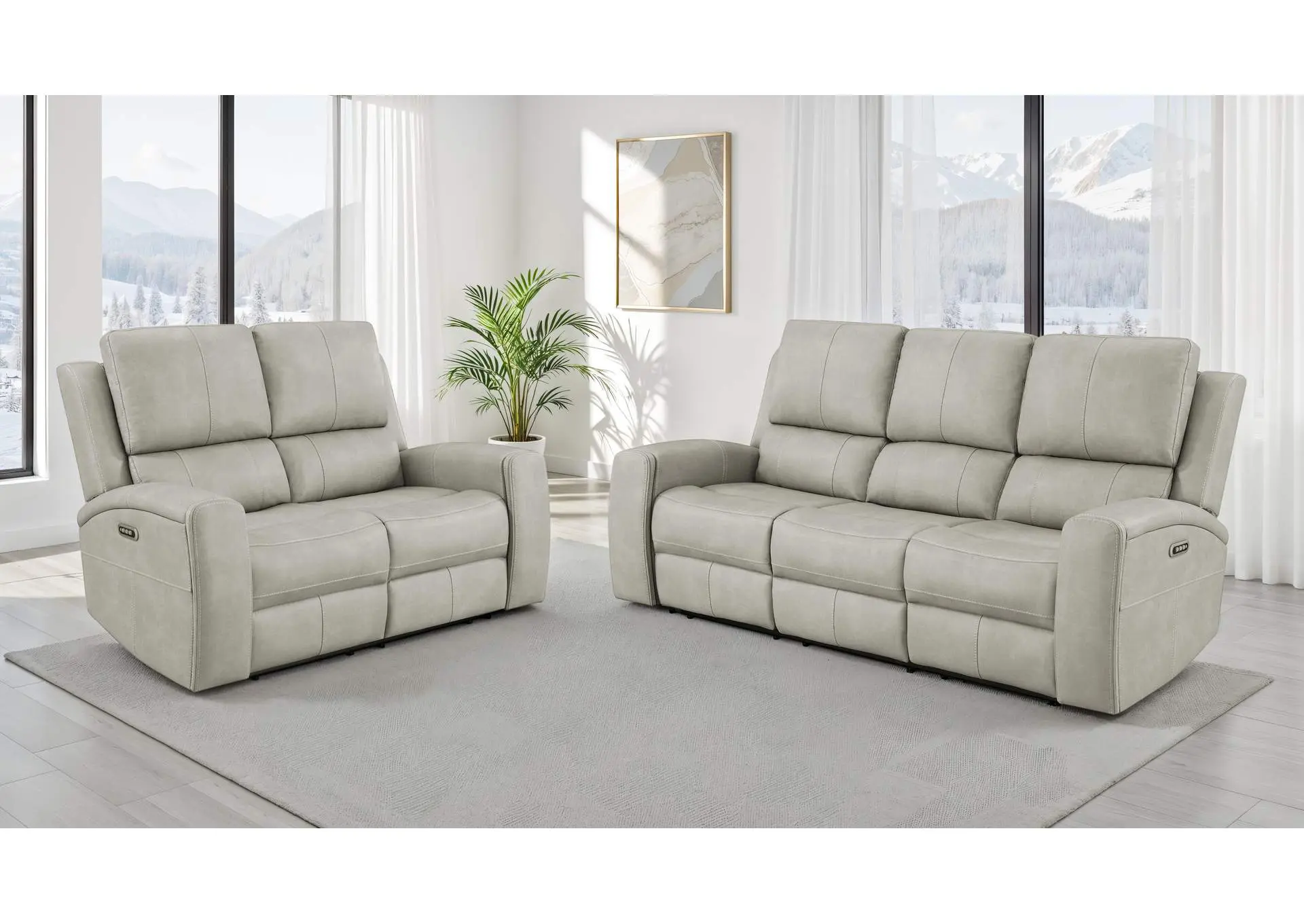 Brickston 2-piece Triple Power Reclining Sofa Set Grey
