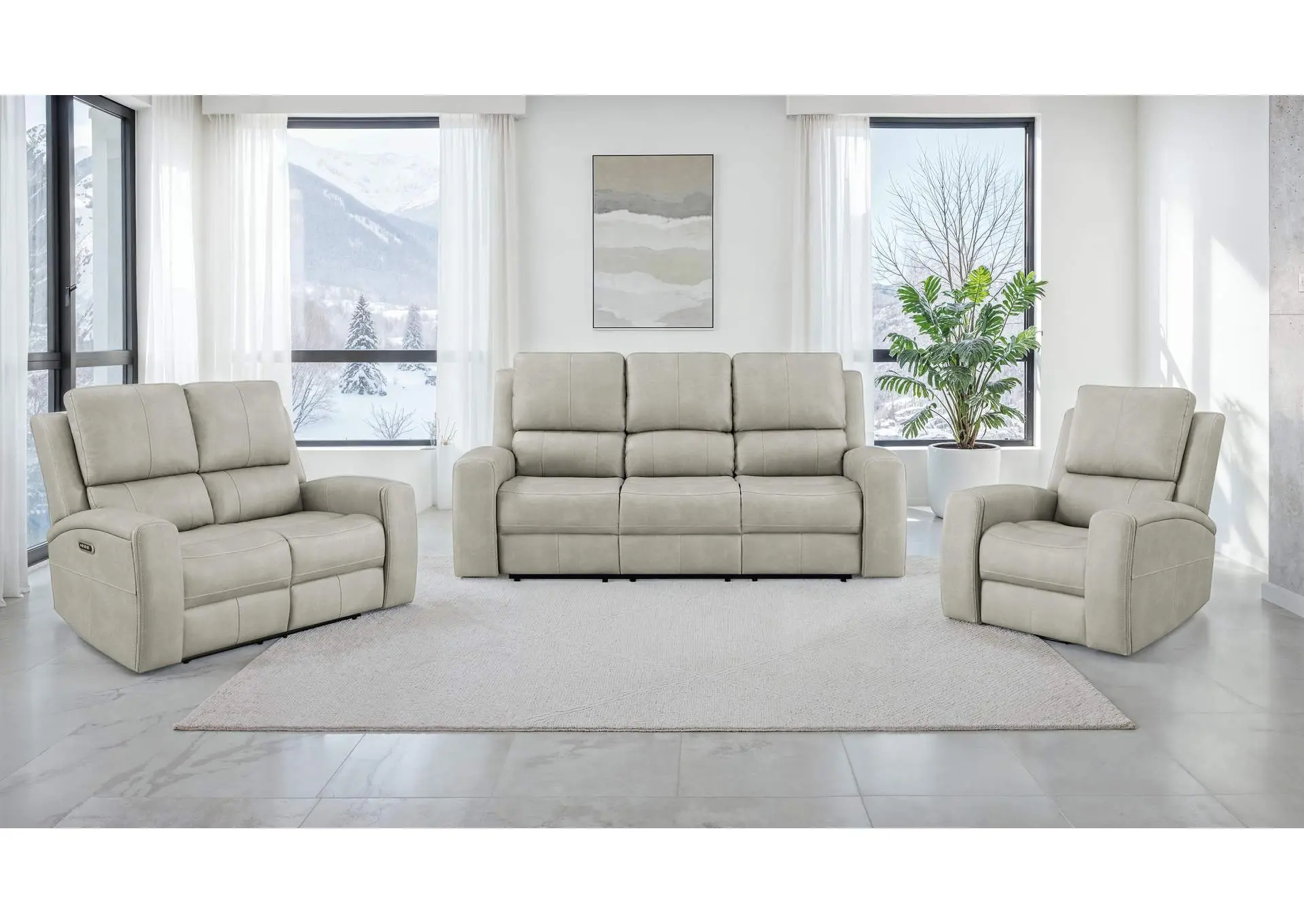Brickston 3-piece Triple Power Reclining Sofa Set Grey