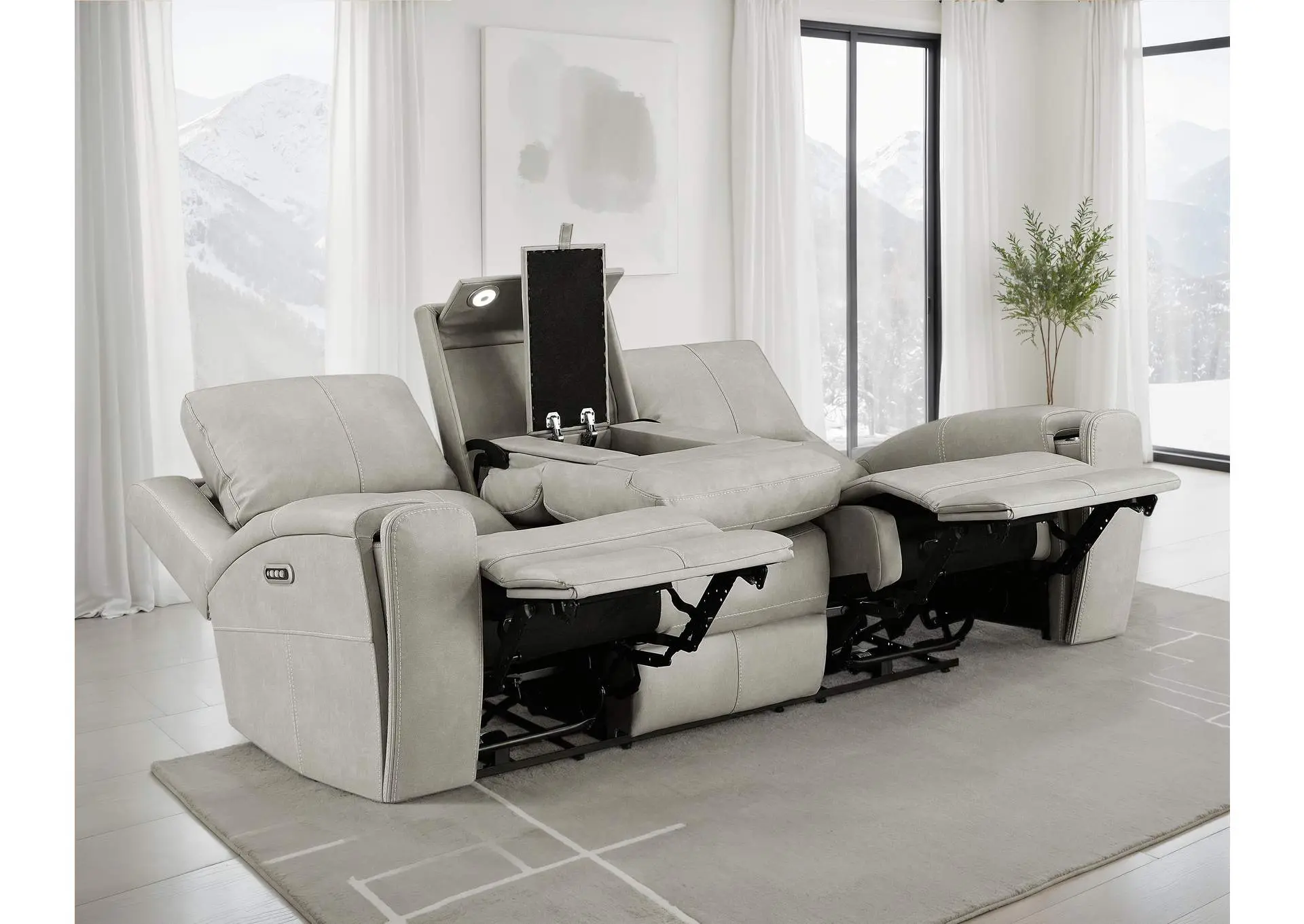 Brickston Triple Power Reclining Sofa Grey