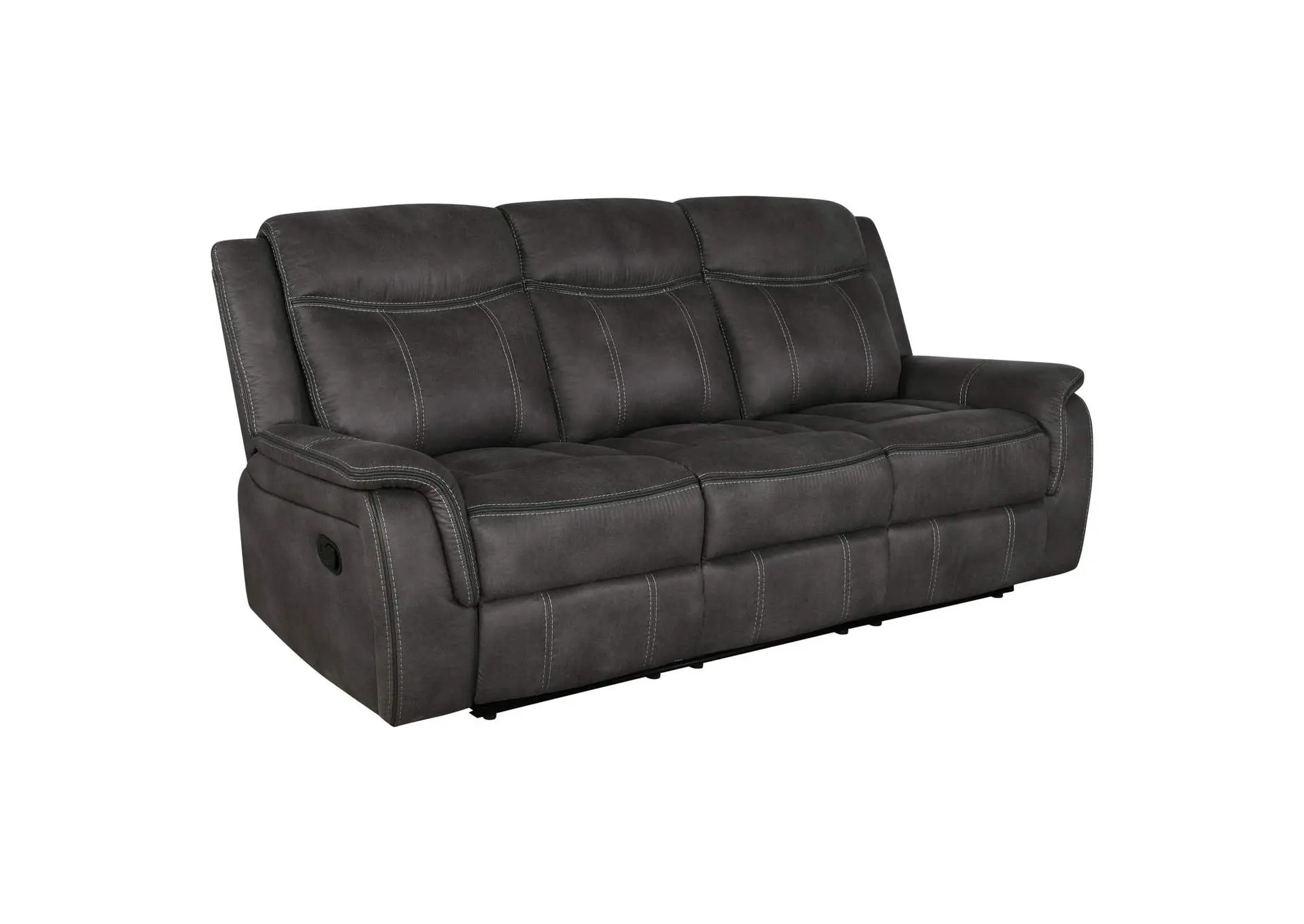 Lawrence Upholstered Padded Arm Reclining Sofa Charcoal