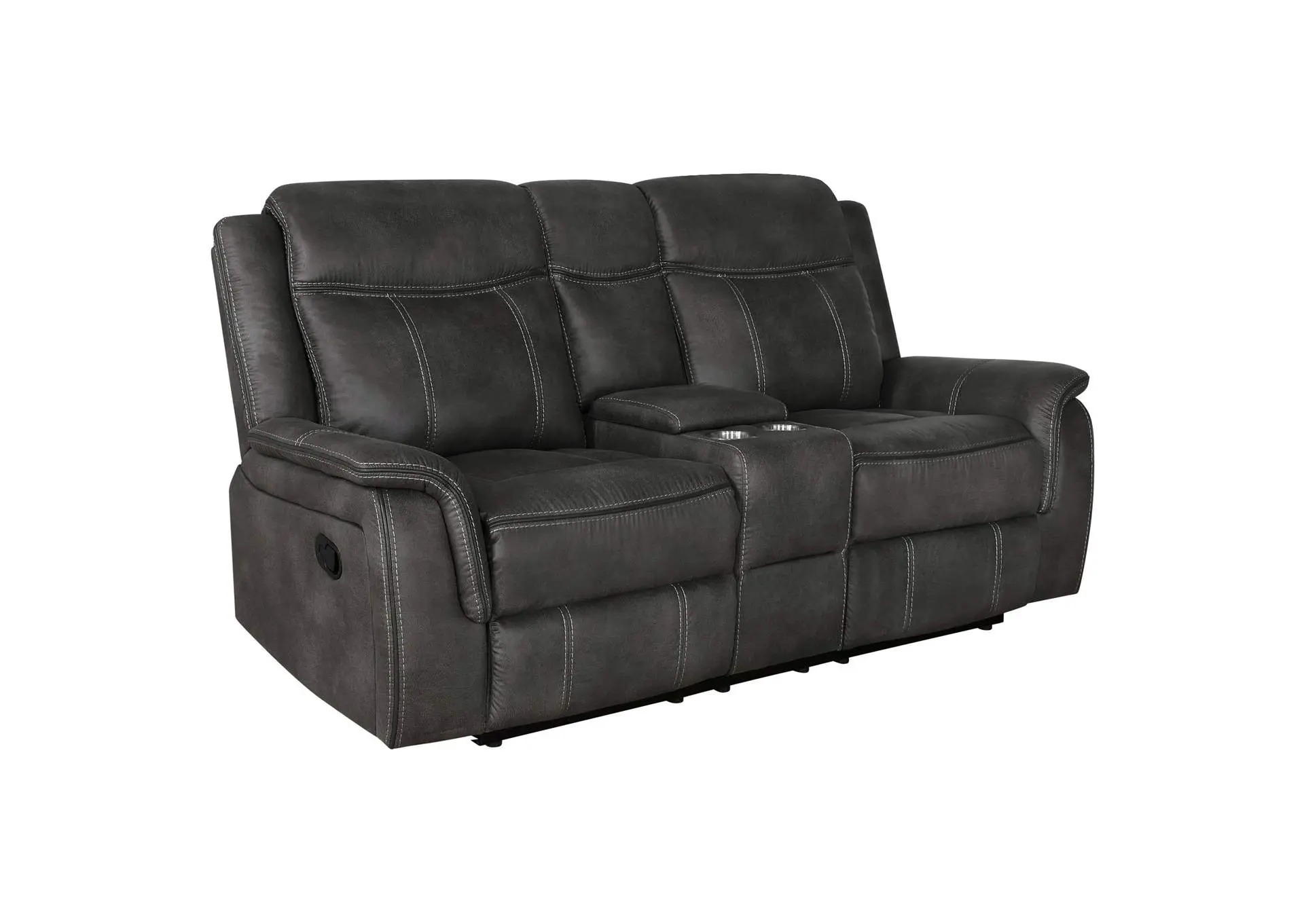 Lawrence Upholstered Padded Arm Reclining Loveseat Charcoal