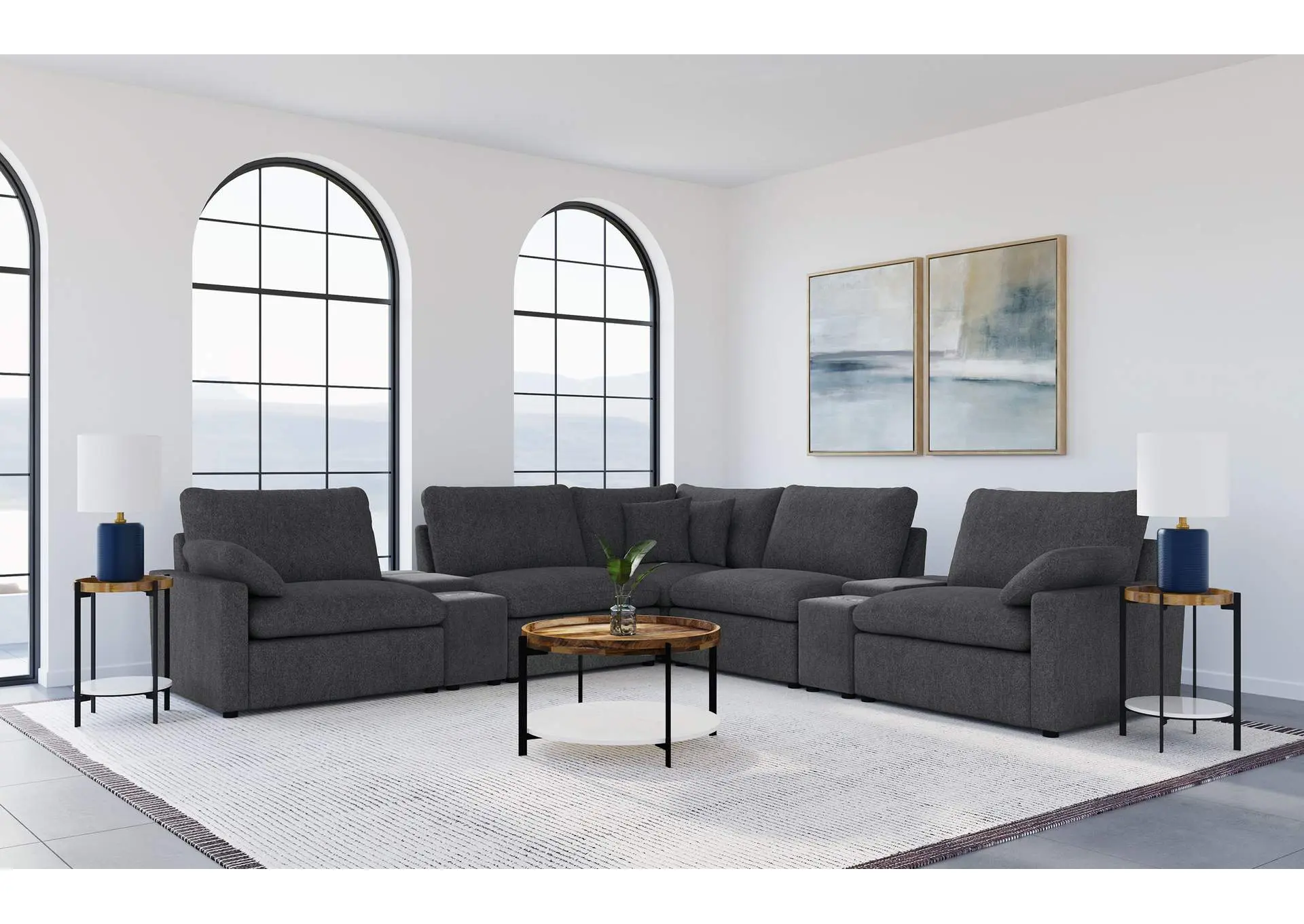 Collins 7-piece Modular Power Reclining Sectional Dark Grey