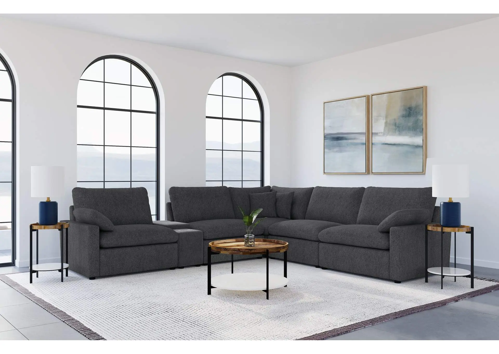 Collins 6-piece Modular Power Reclining Sectional Dark Grey