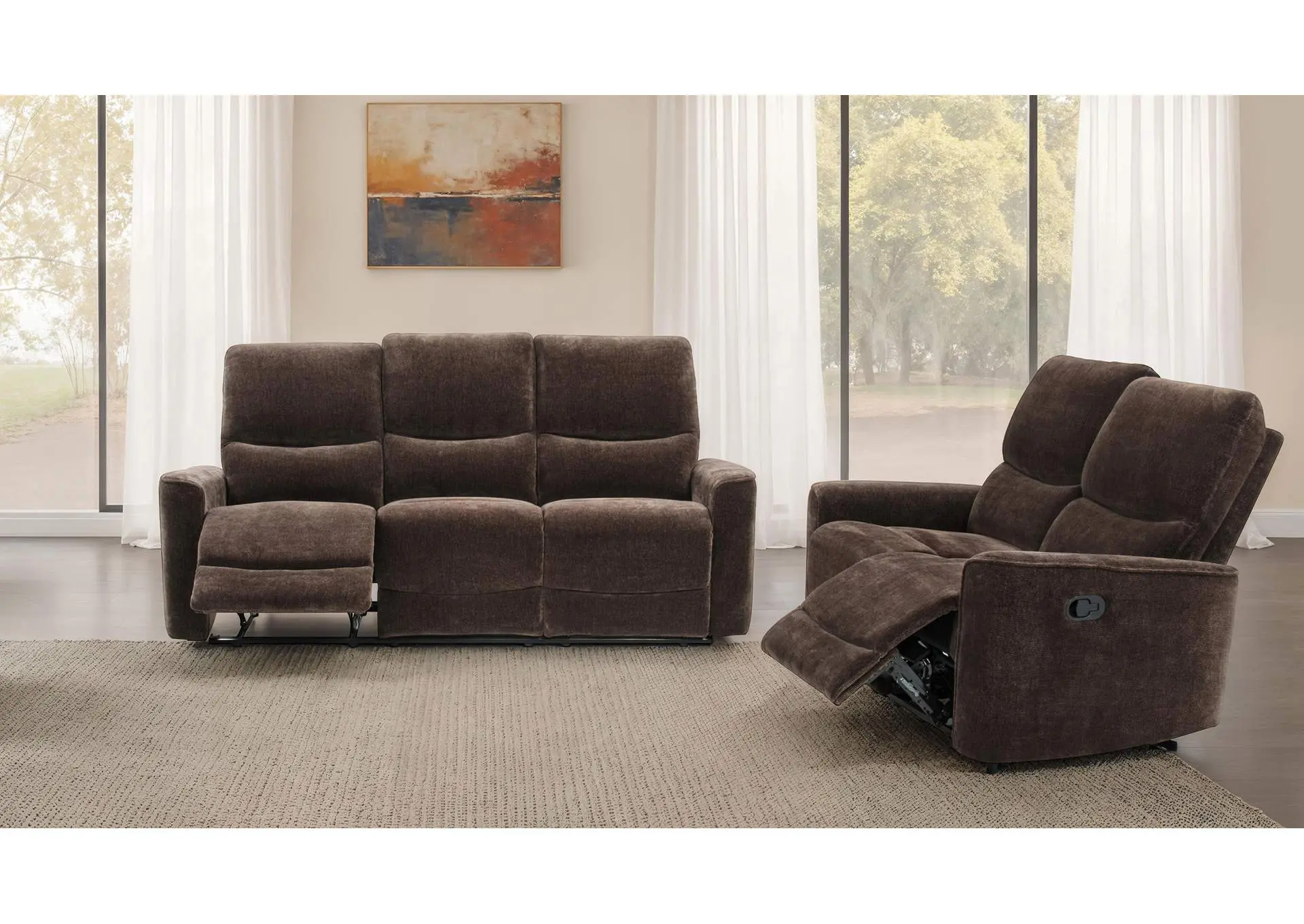 Navarro 2-piece Upholstered Reclining Sofa Set Dark Brown