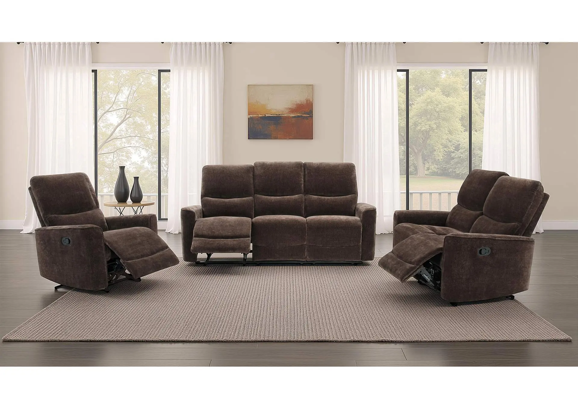 Navarro 3-piece Upholstered Reclining Sofa Set Dark Brown