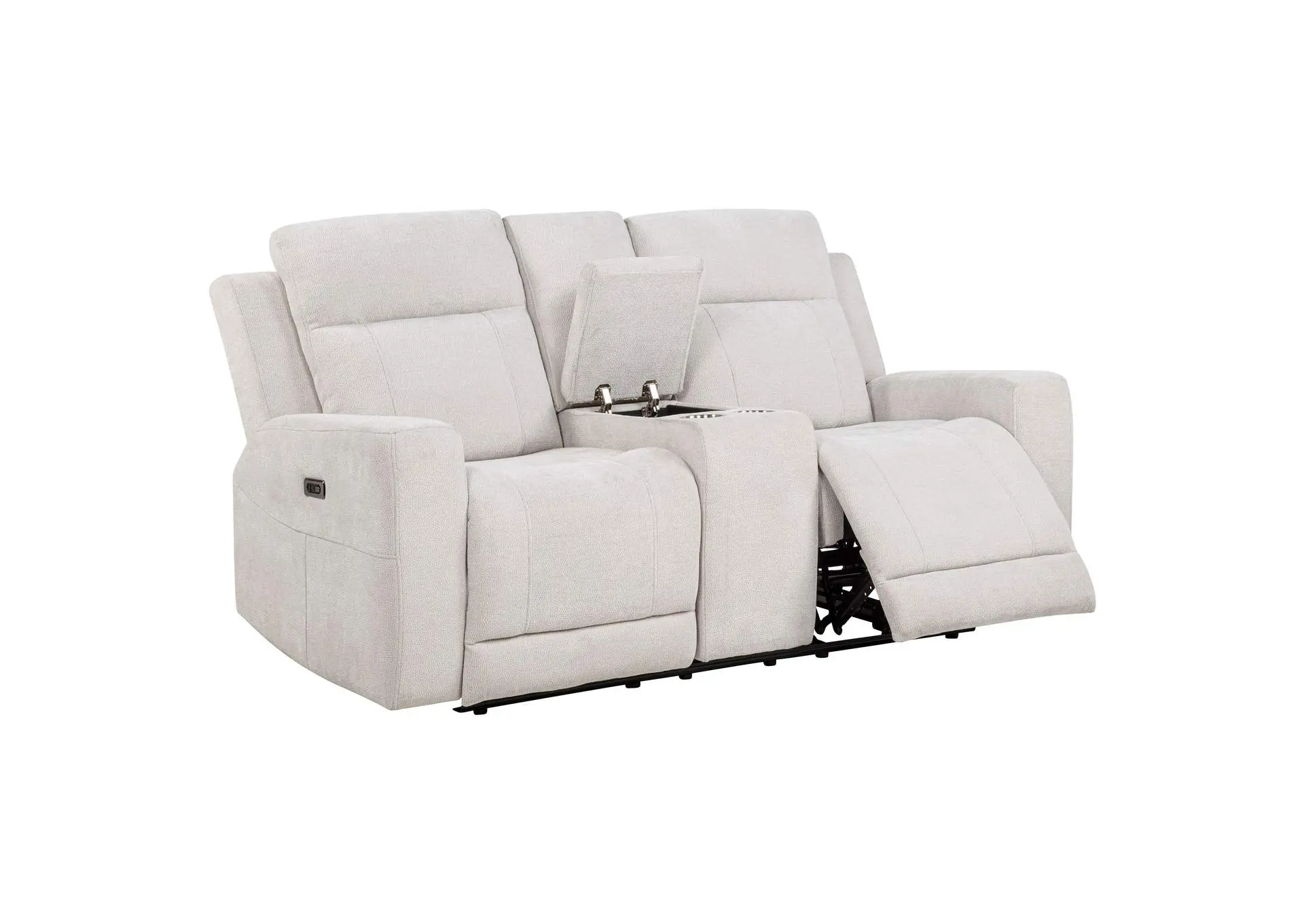 Kennett Chenille Upholstered Power Reclining Loveseat Ivory