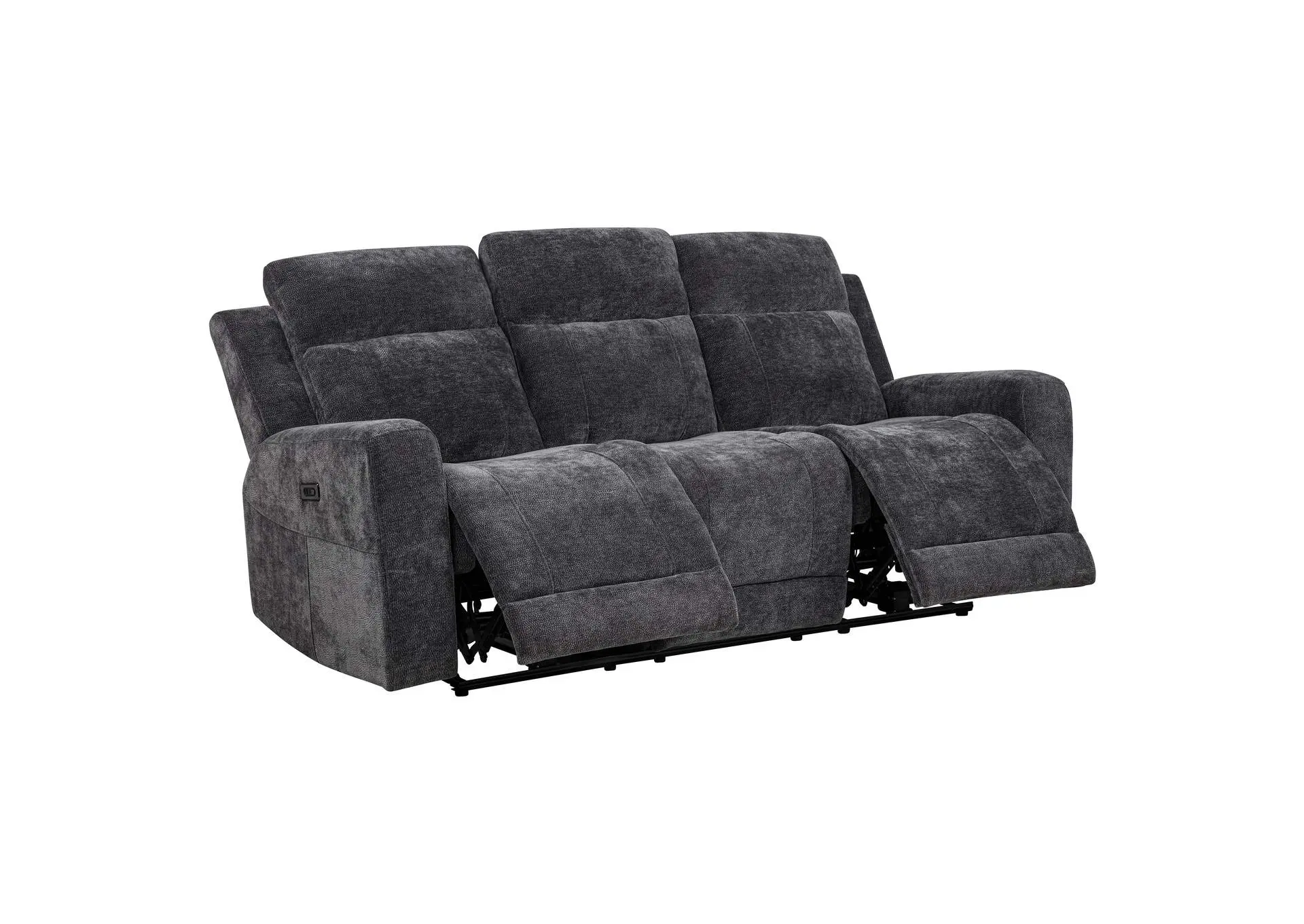 Kennett Chenille Upholstered Power Reclining Sofa Dark Grey