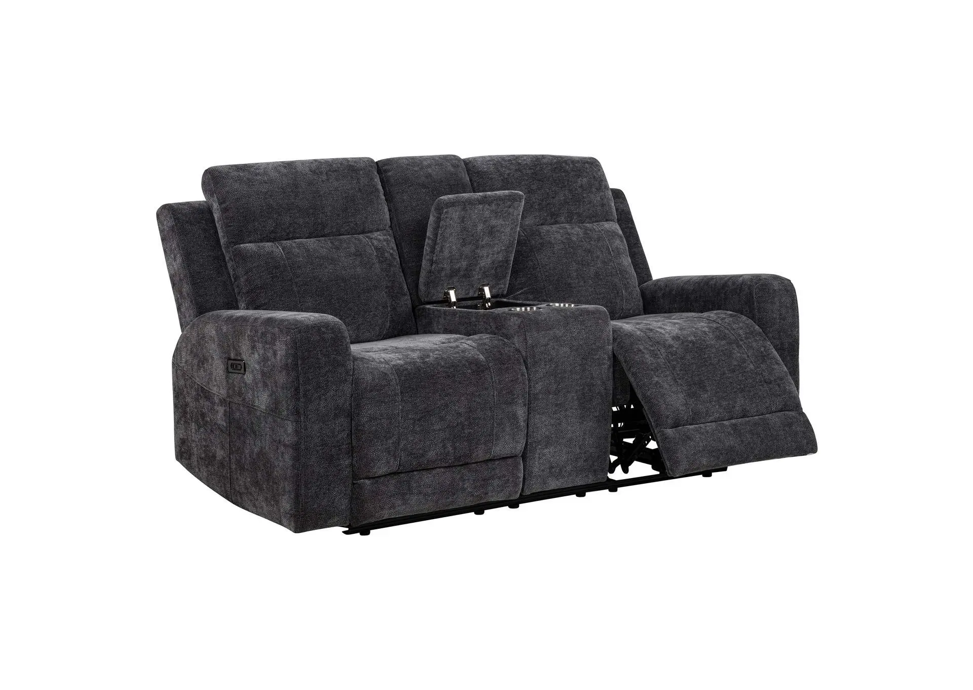Kennett Chenille Upholstered Power Reclining Loveseat Grey