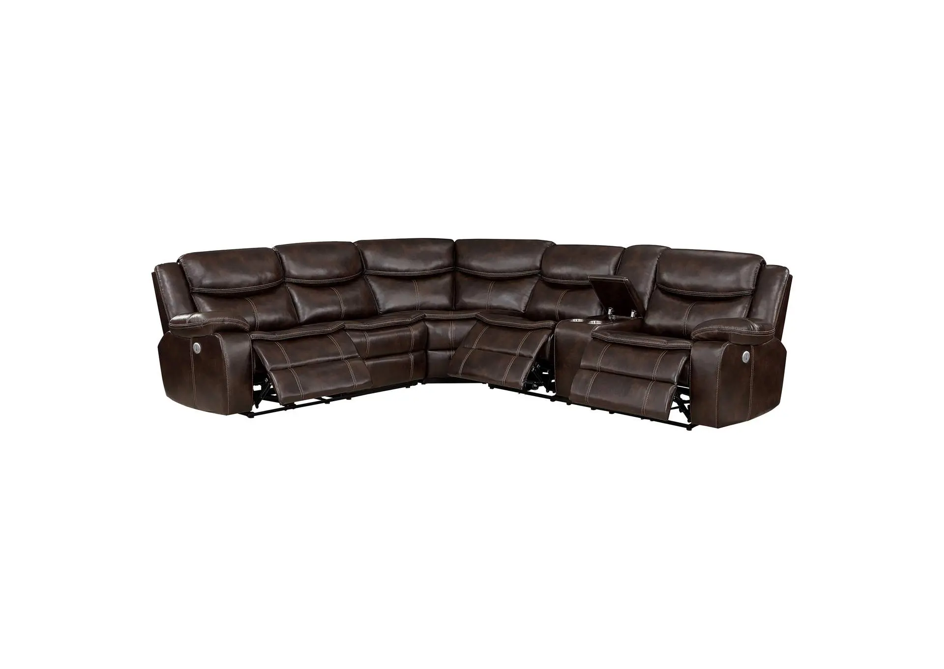 Sycamore Upholstered Power Reclining Sectional Sofa Brown