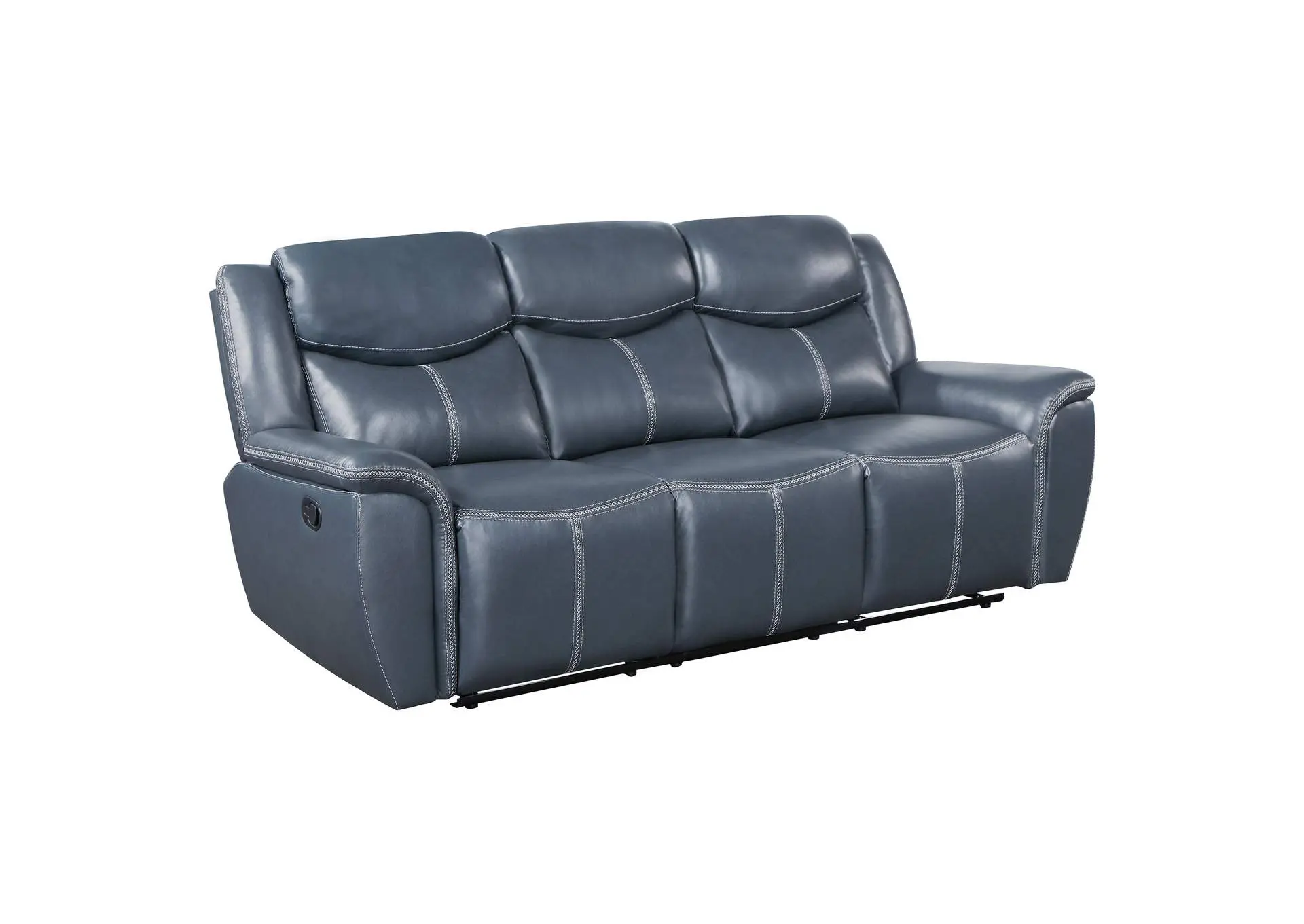 Sloane Upholstered Padded Arm Reclining Sofa Blue