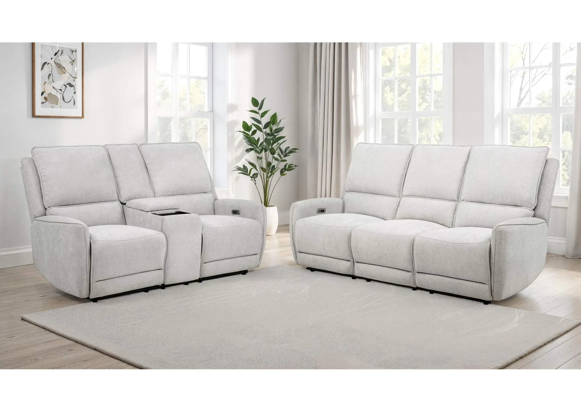 Sylmar 2-piece Chenille Power Reclining Sofa Set Dove Grey