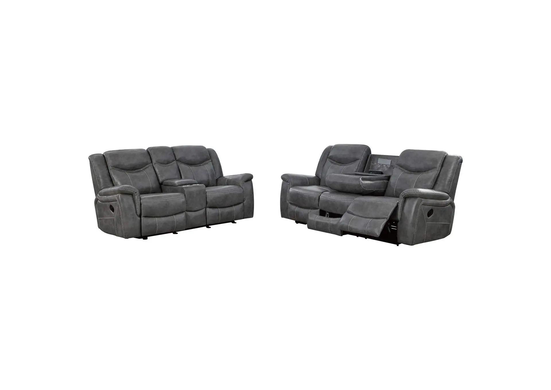 Conrad 2-piece Upholstered Padded Arm Motion Sofa Set Grey — view 18