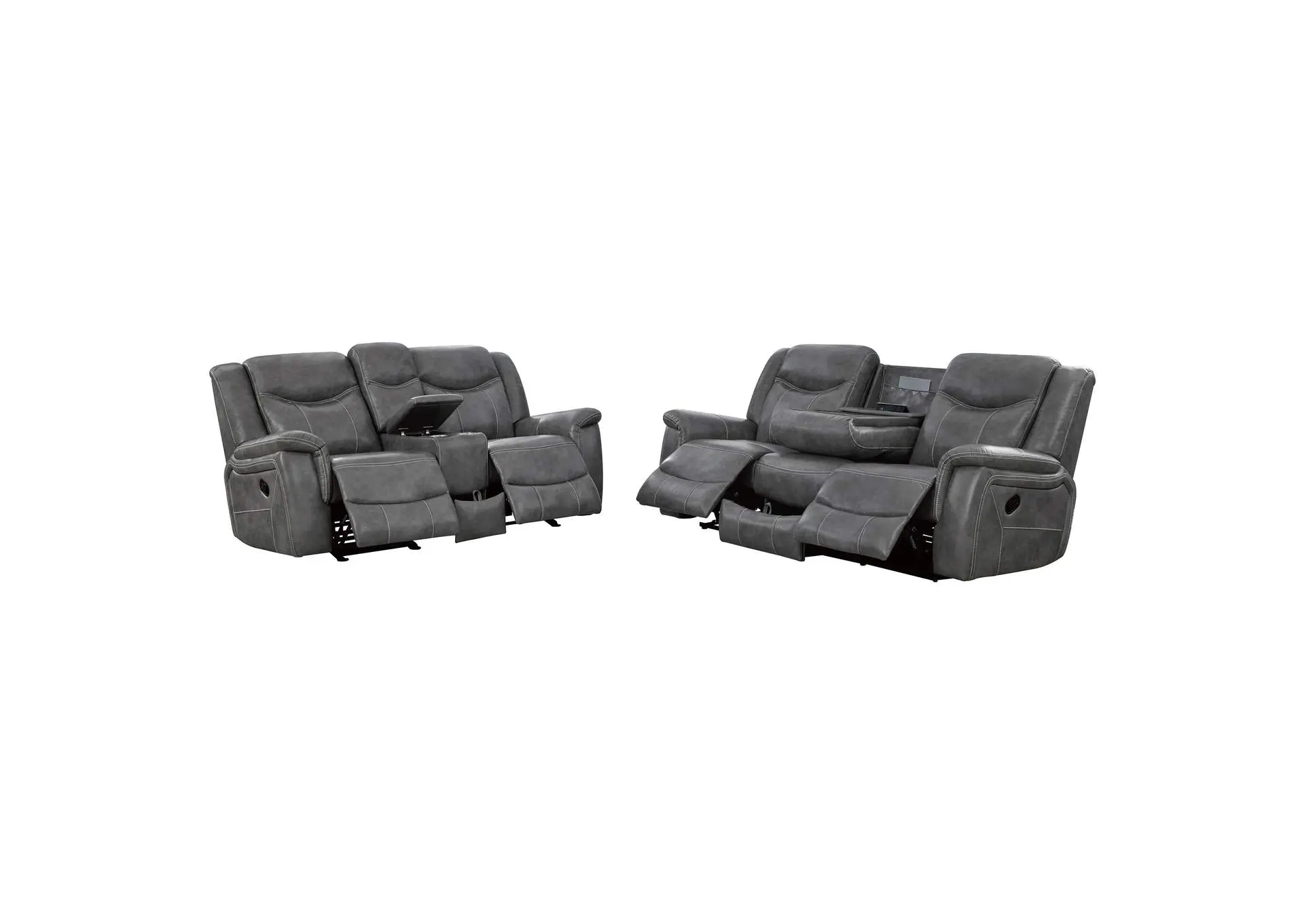Conrad 2-piece Upholstered Padded Arm Motion Sofa Set Grey — view 17