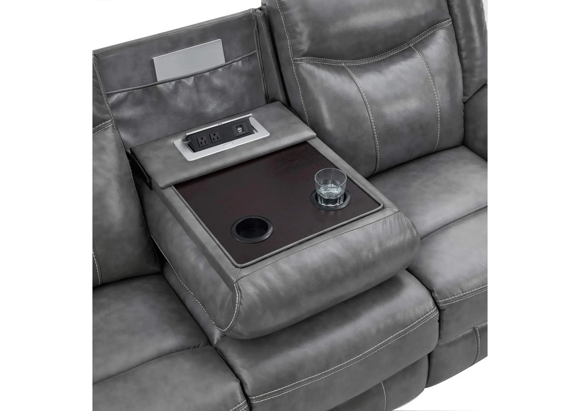 Conrad 2-piece Upholstered Padded Arm Motion Sofa Set Grey — view 11