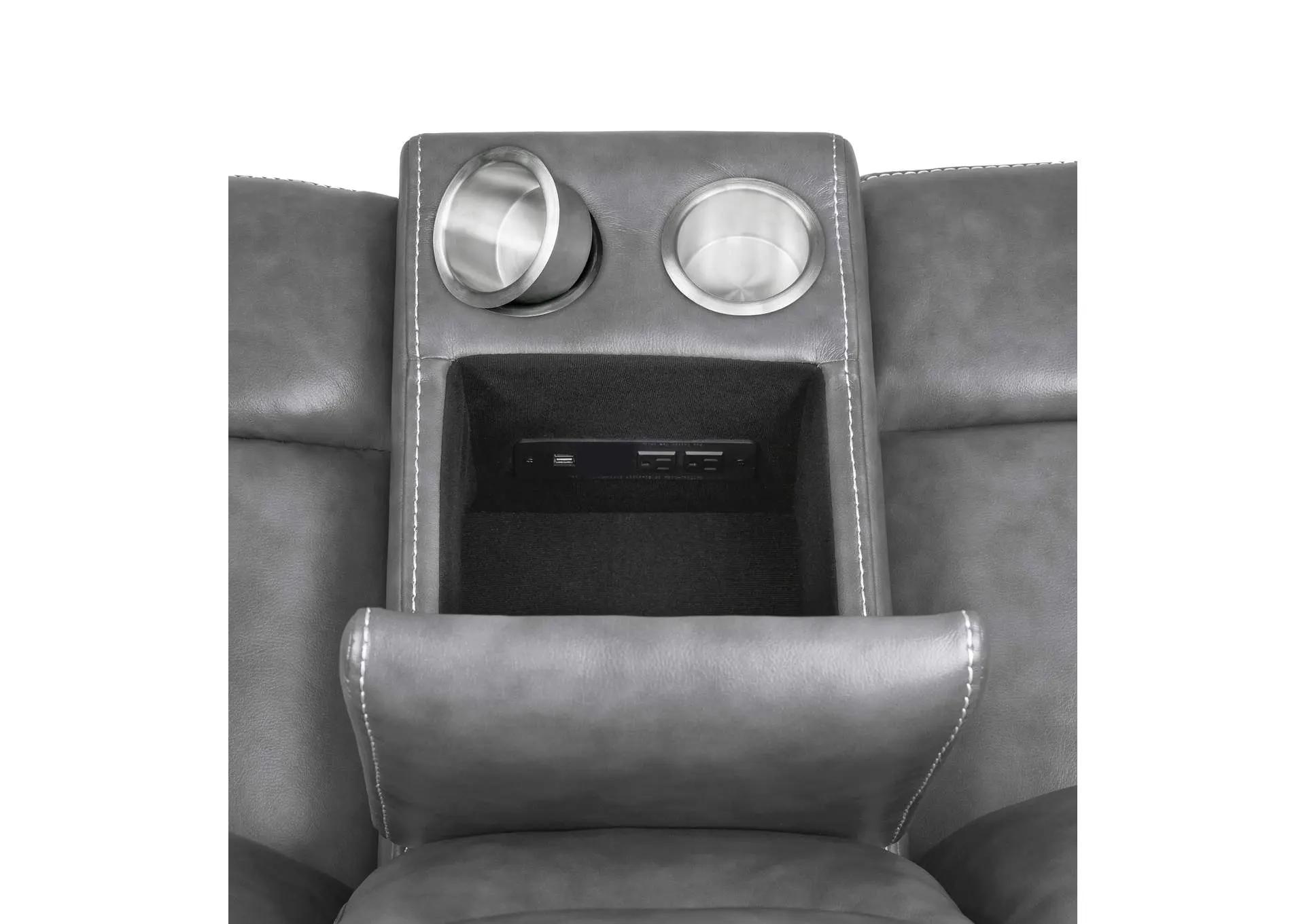 Conrad 2-piece Upholstered Padded Arm Motion Sofa Set Grey — view 9