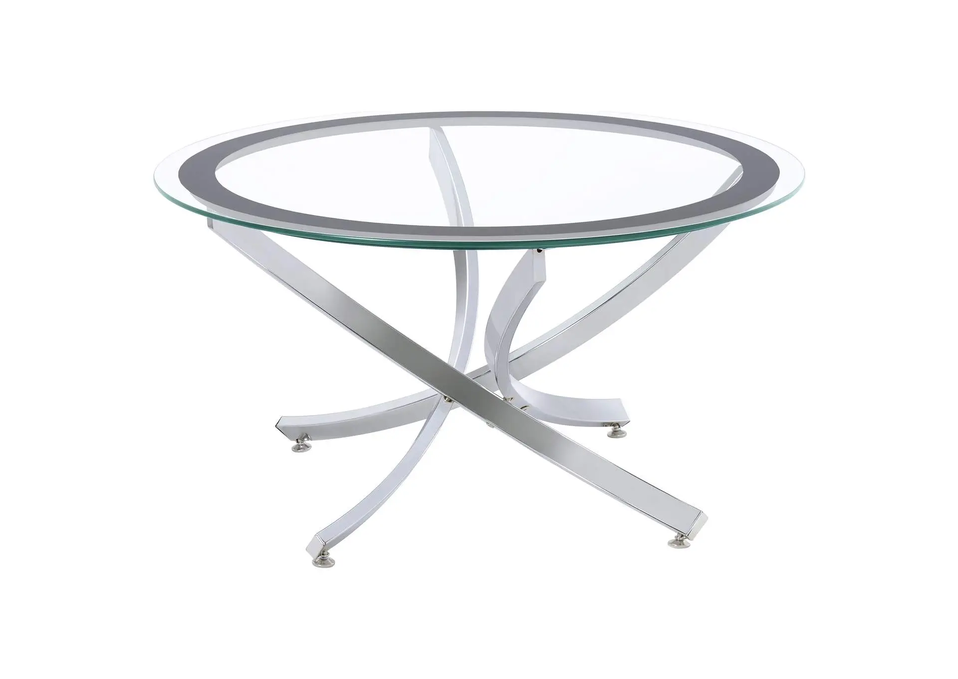 Brooke Round Glass Top Coffee Table Metal Base Chrome