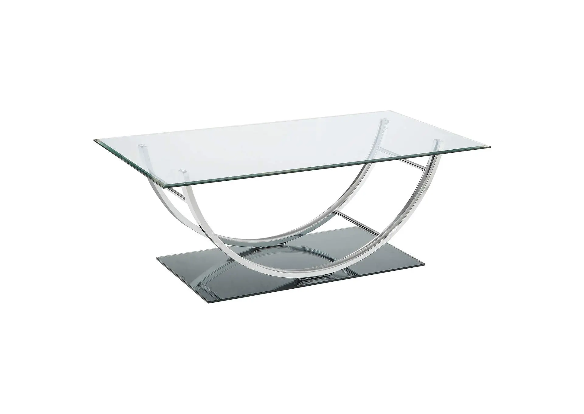 Danville Rectangular U-Shaped Glass Top Coffee Table Chrome