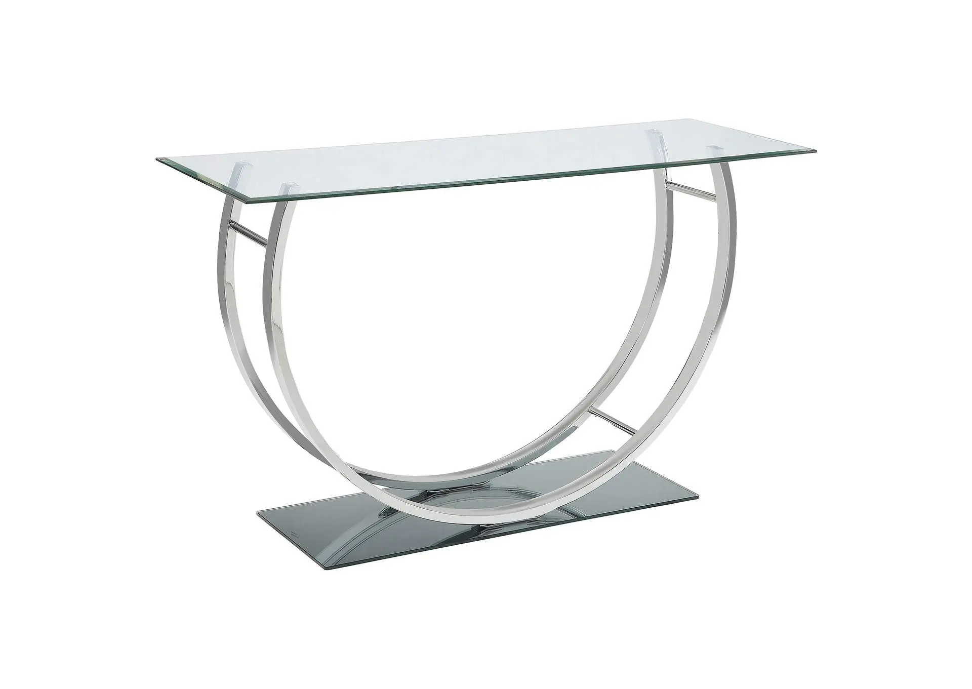 Danville U-shaped Glass Top Entryway Console Table Chrome