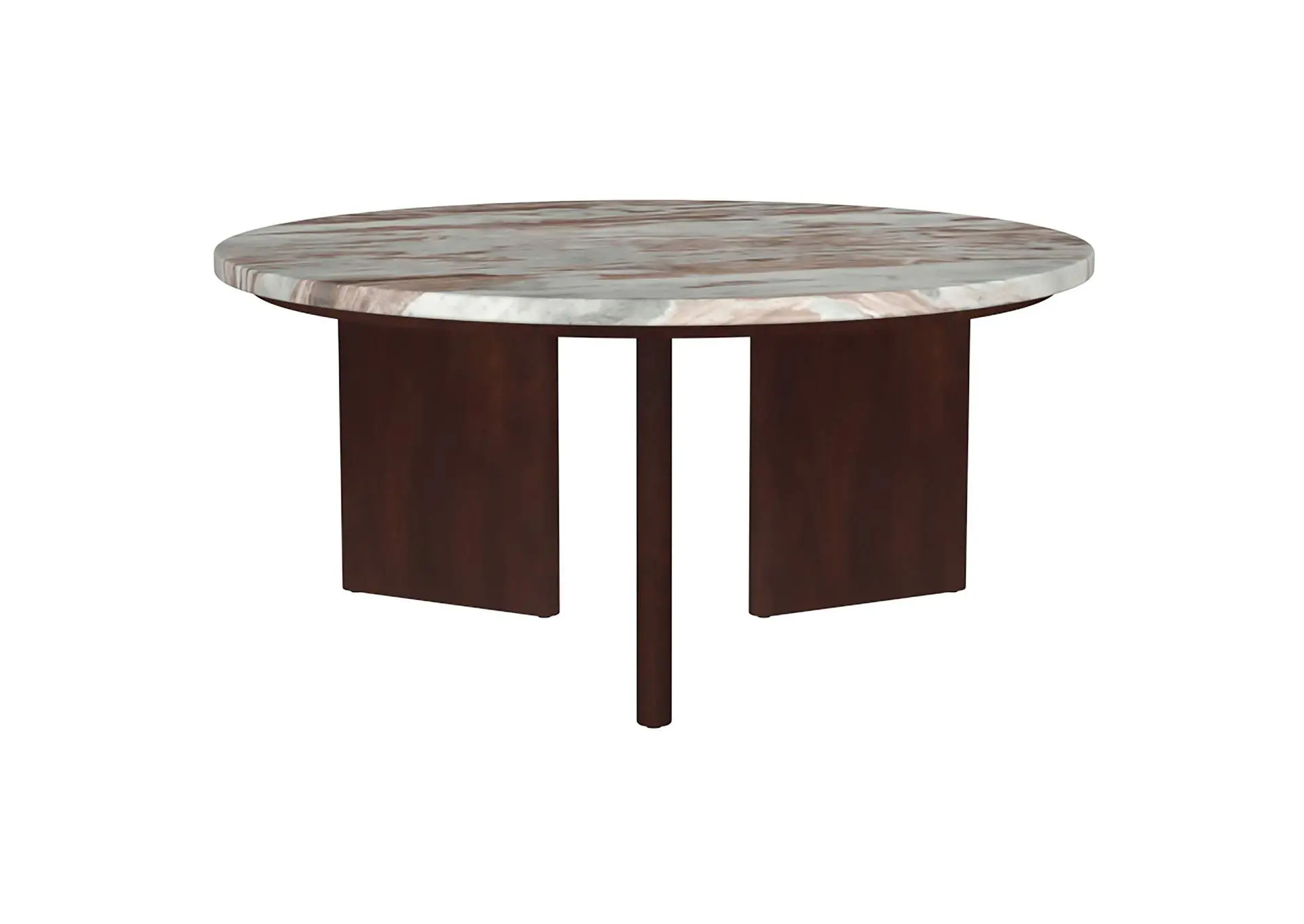 Jenna 35-inch Round Marble Top Cocktail Coffee Table Brown