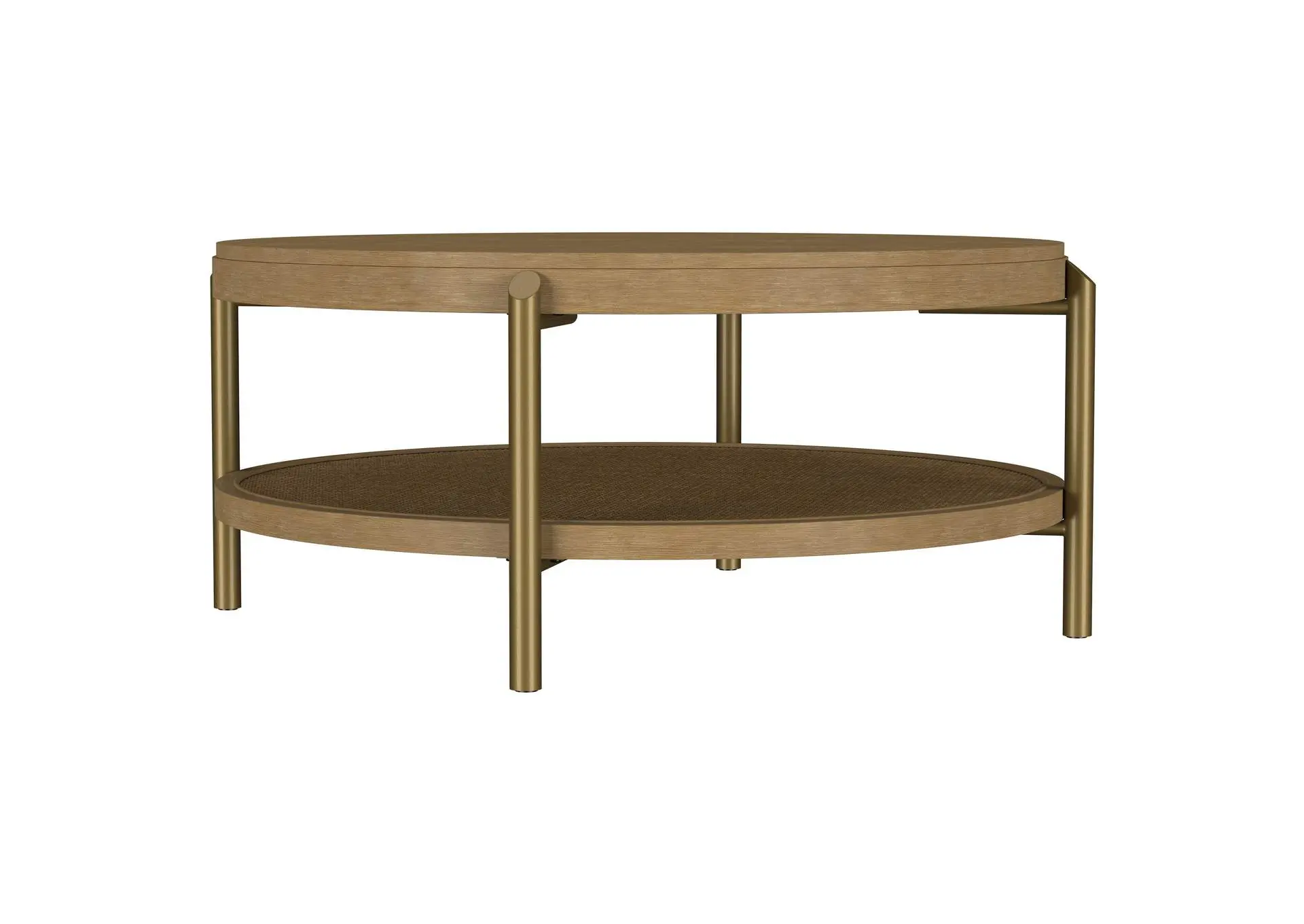 Arini Round Coffee Table With Storage Shelf Sand Wash