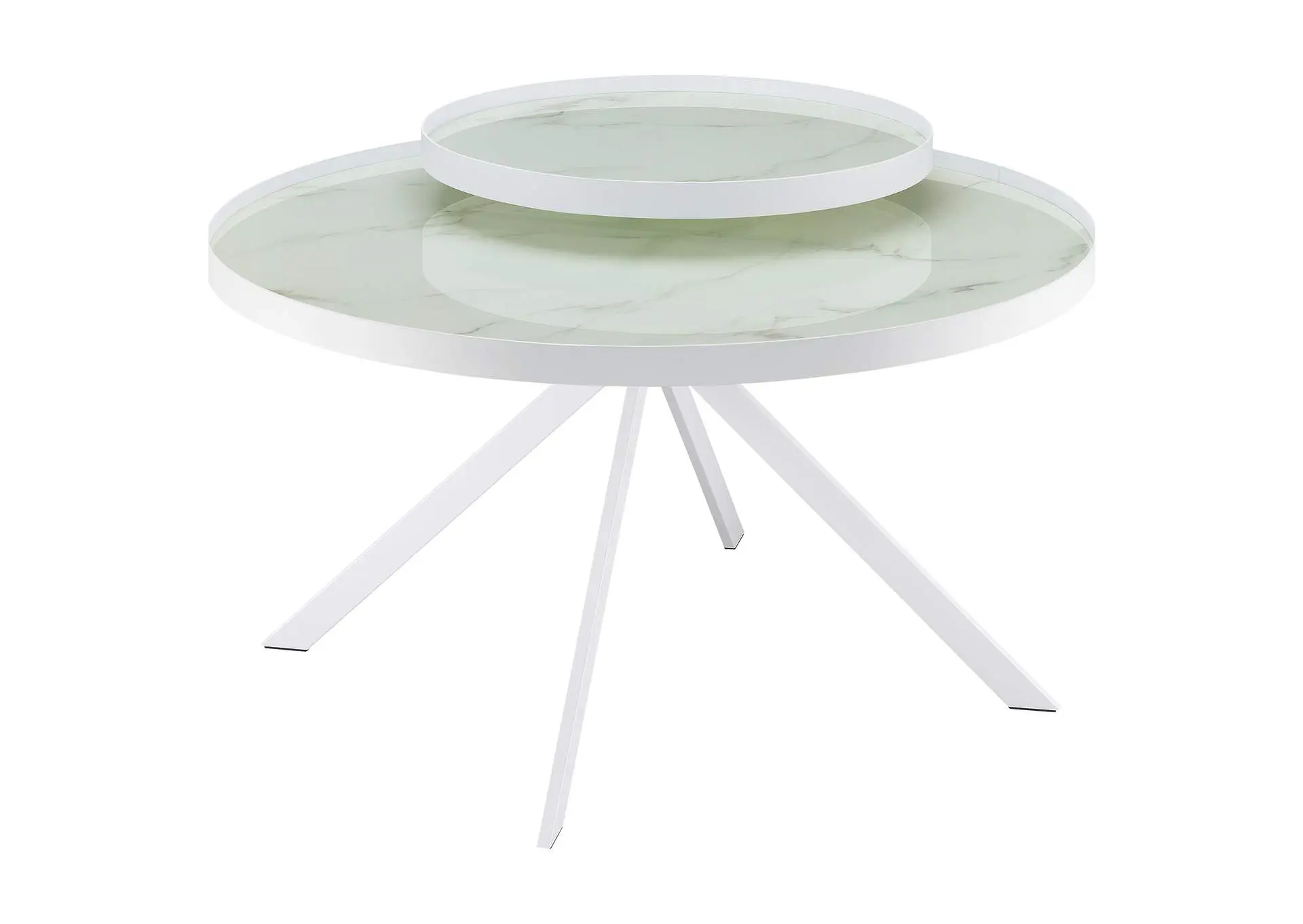 Briggs Round Marble Printed Glass Top Coffee Table White