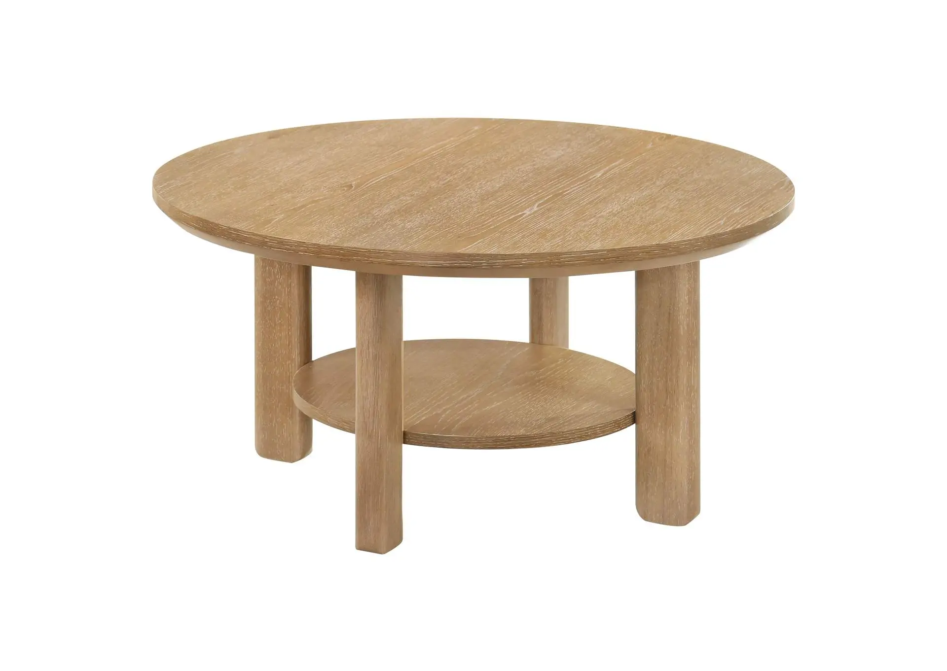 Ottowa 36-inch Round Wood Cocktail Coffee Table Light Oak