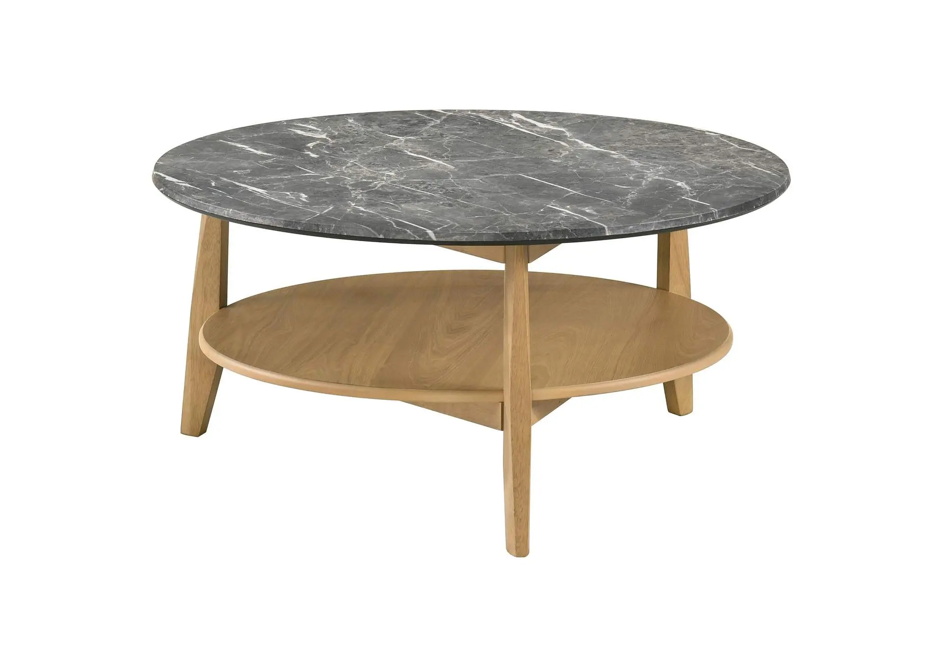 Bradley Round SmartTop Cocktail Coffee Table Grey and Natural