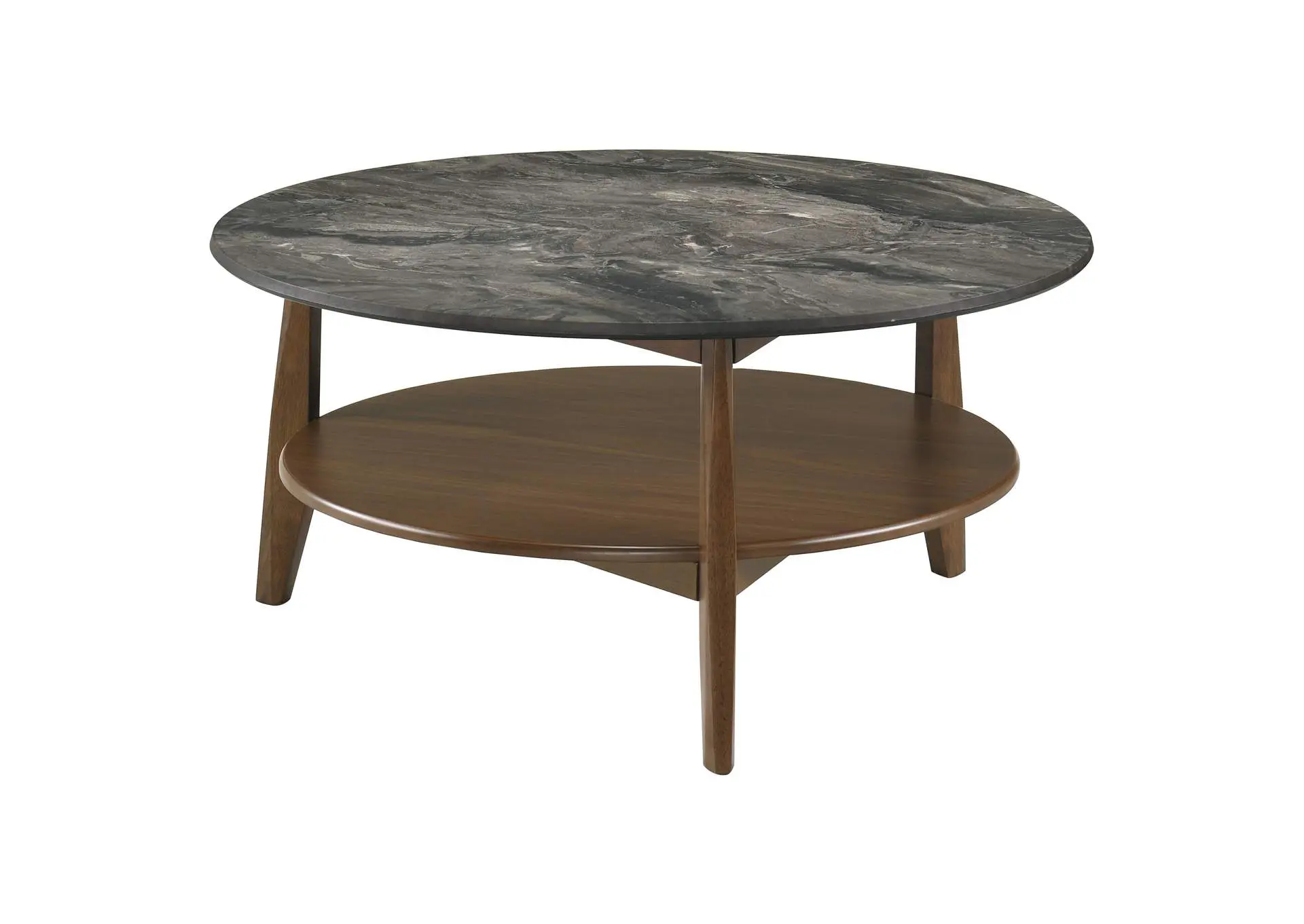 Bradley Round SmartTop Cocktail Coffee Table Smokey Grey and Brown