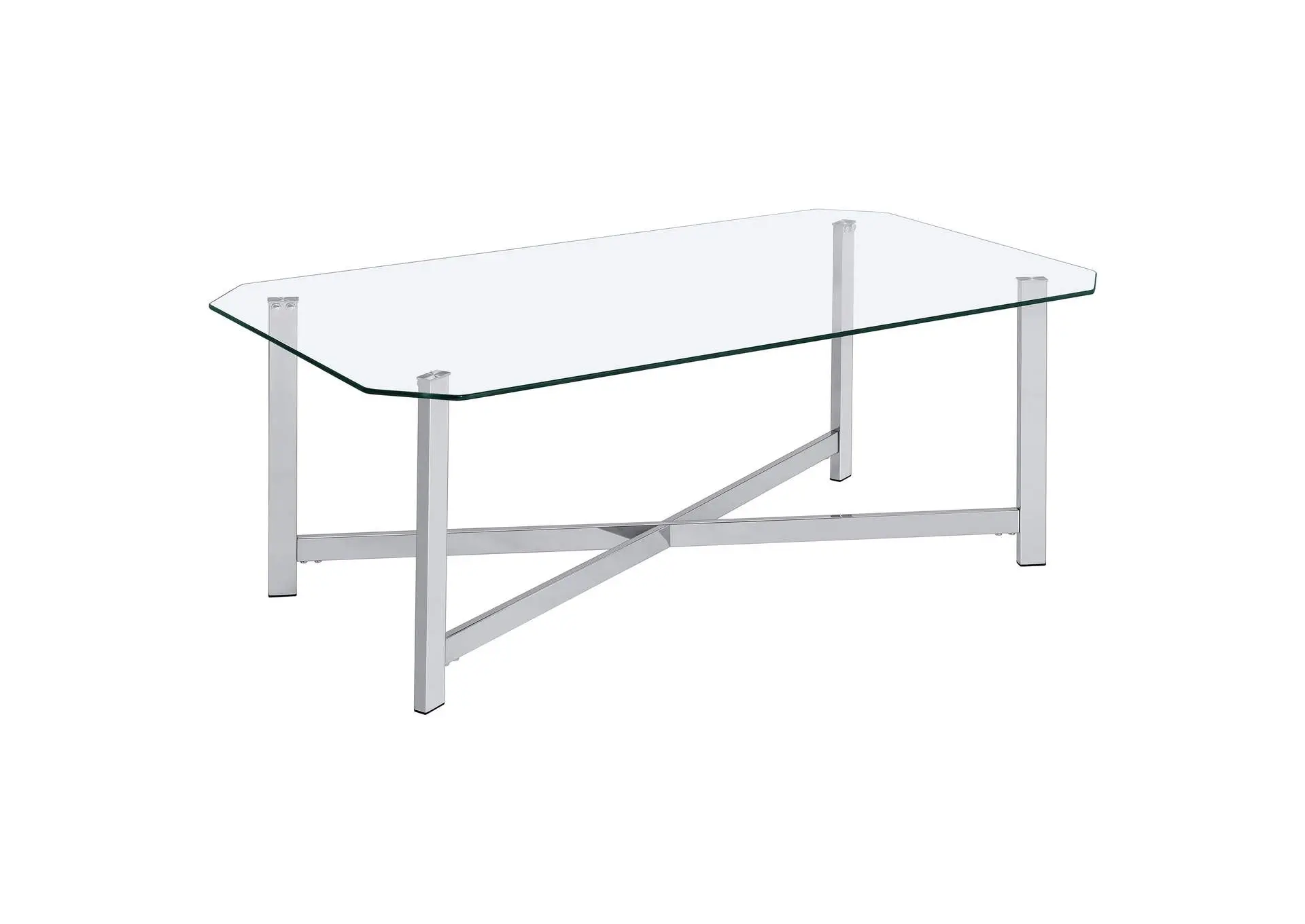Cronin Rectangular Tempered Glass Top Cocktail Coffee Table Chrome