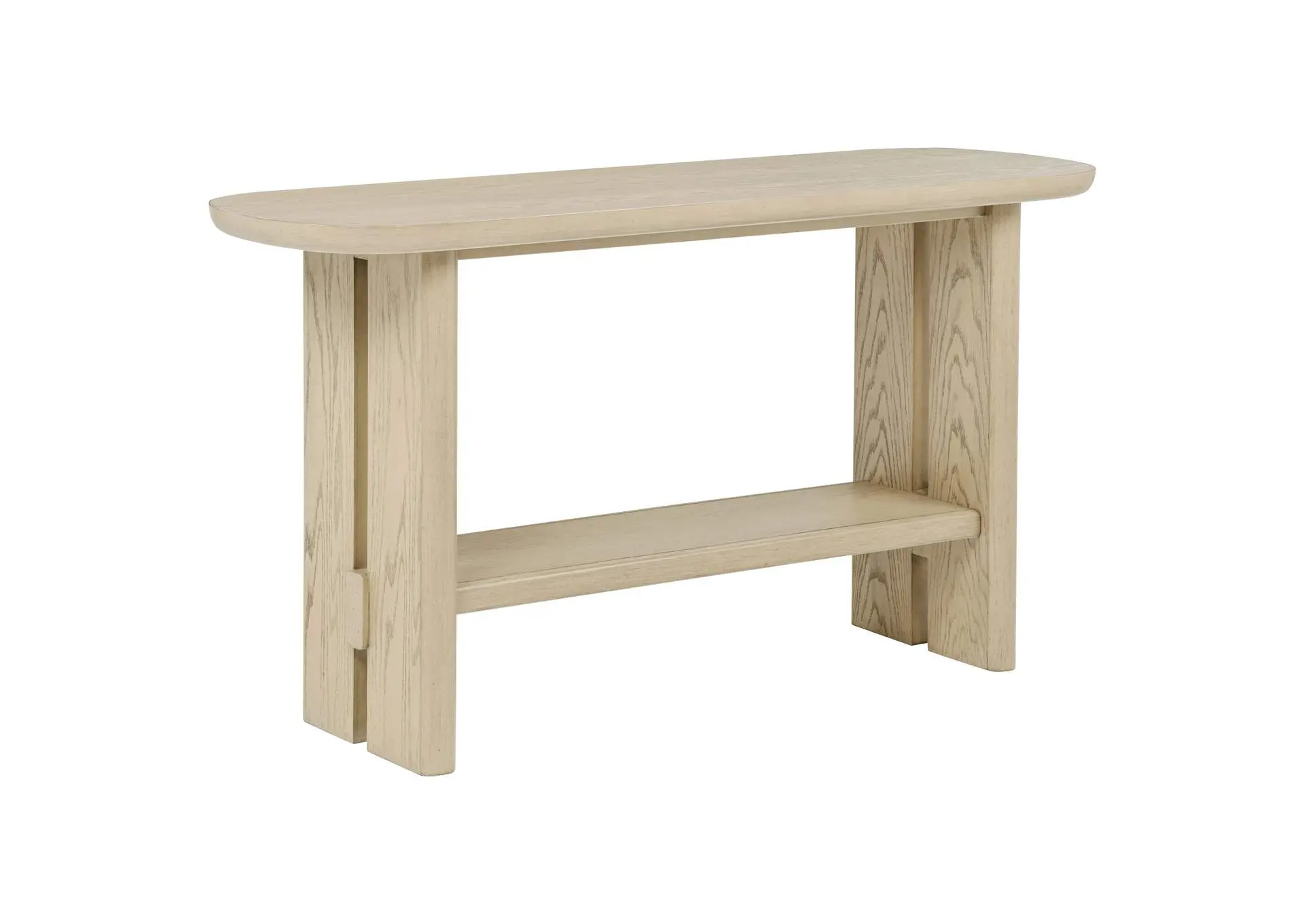 Kailani Coastal Sofa Console Table with Shelf Beige Oak