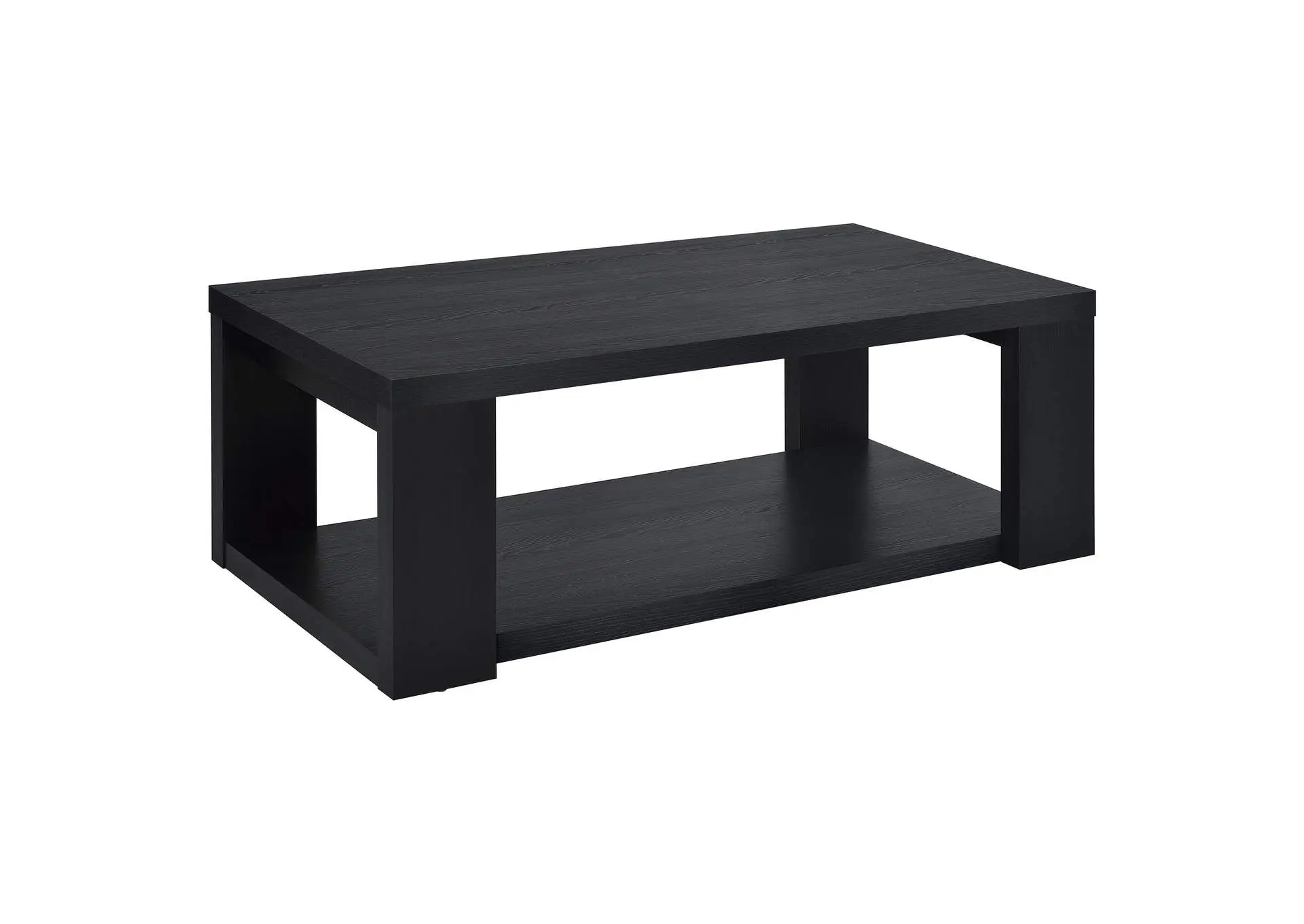 Pavone Transitional Rectangular Coffee Table with Open Lower Shelf Black