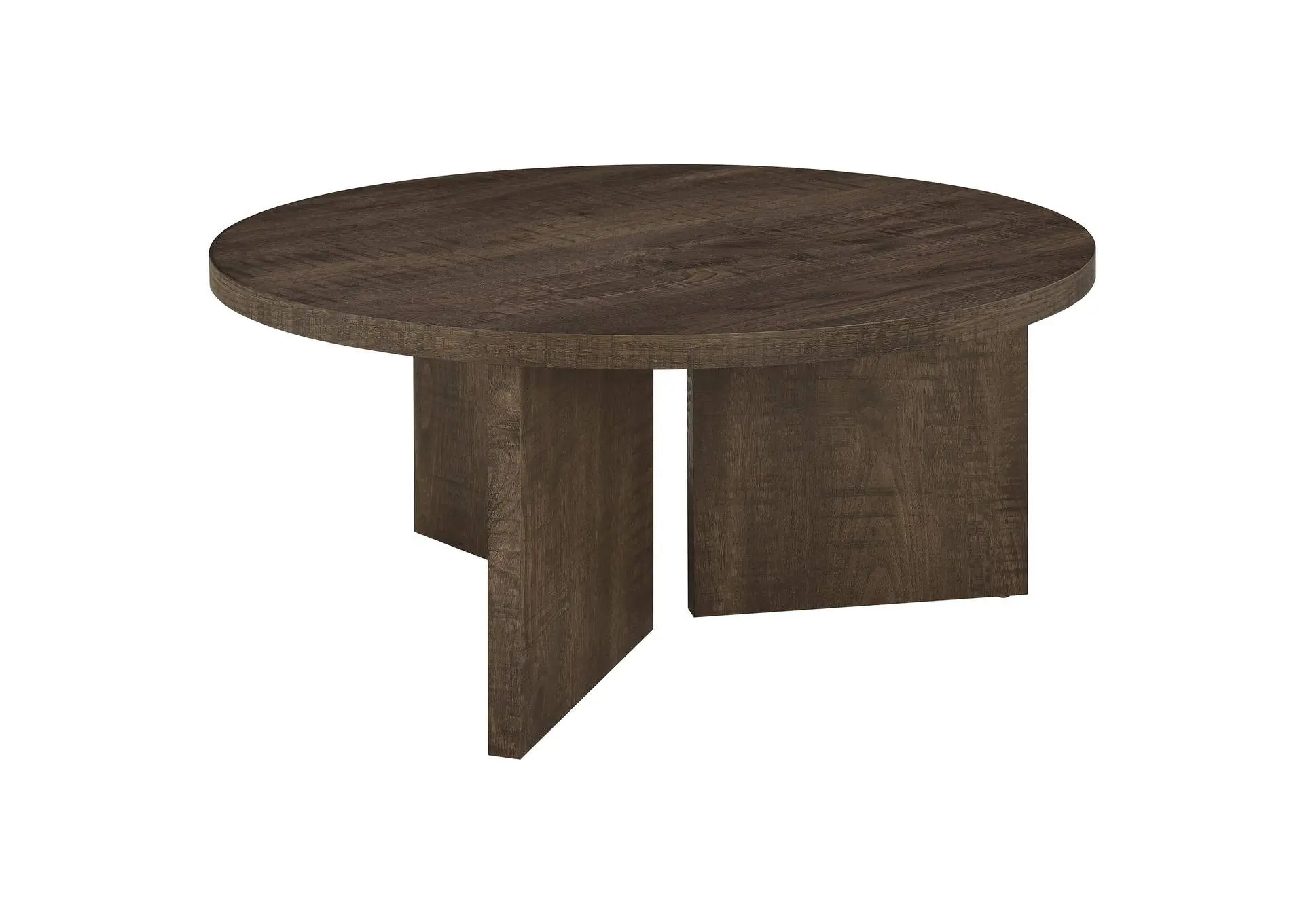 Aragon Round Panel Base Coffee Table Dark Rustic Mango