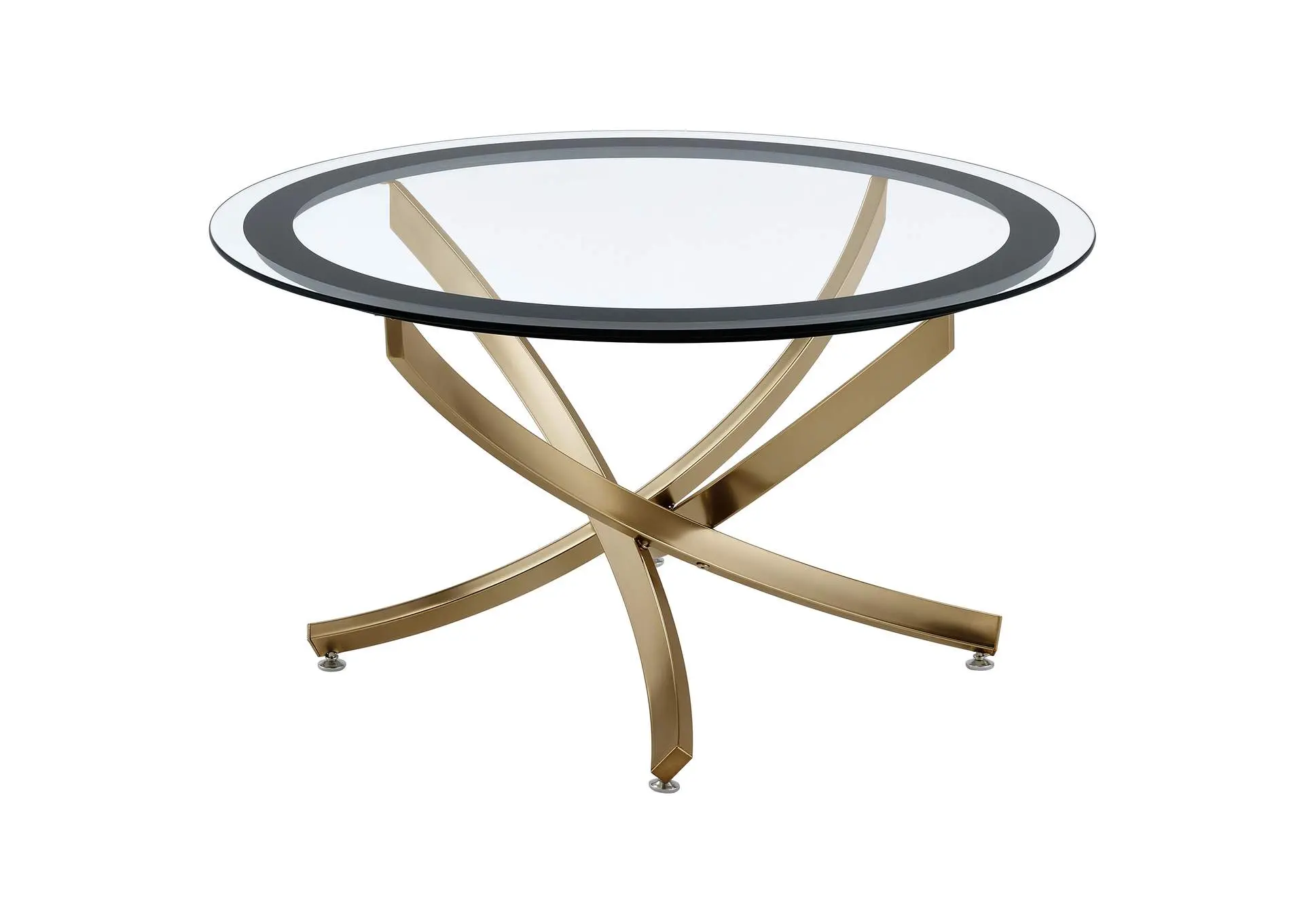 Brooke Round Glass Top Coffee Table Metal Base Brass