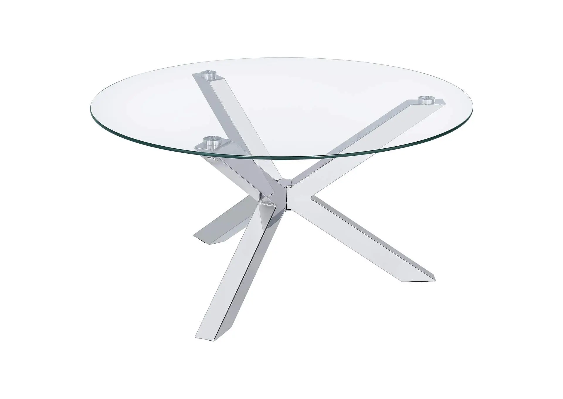 Kenzie Round Tempered Glass Top Cocktail Coffee Table Chrome