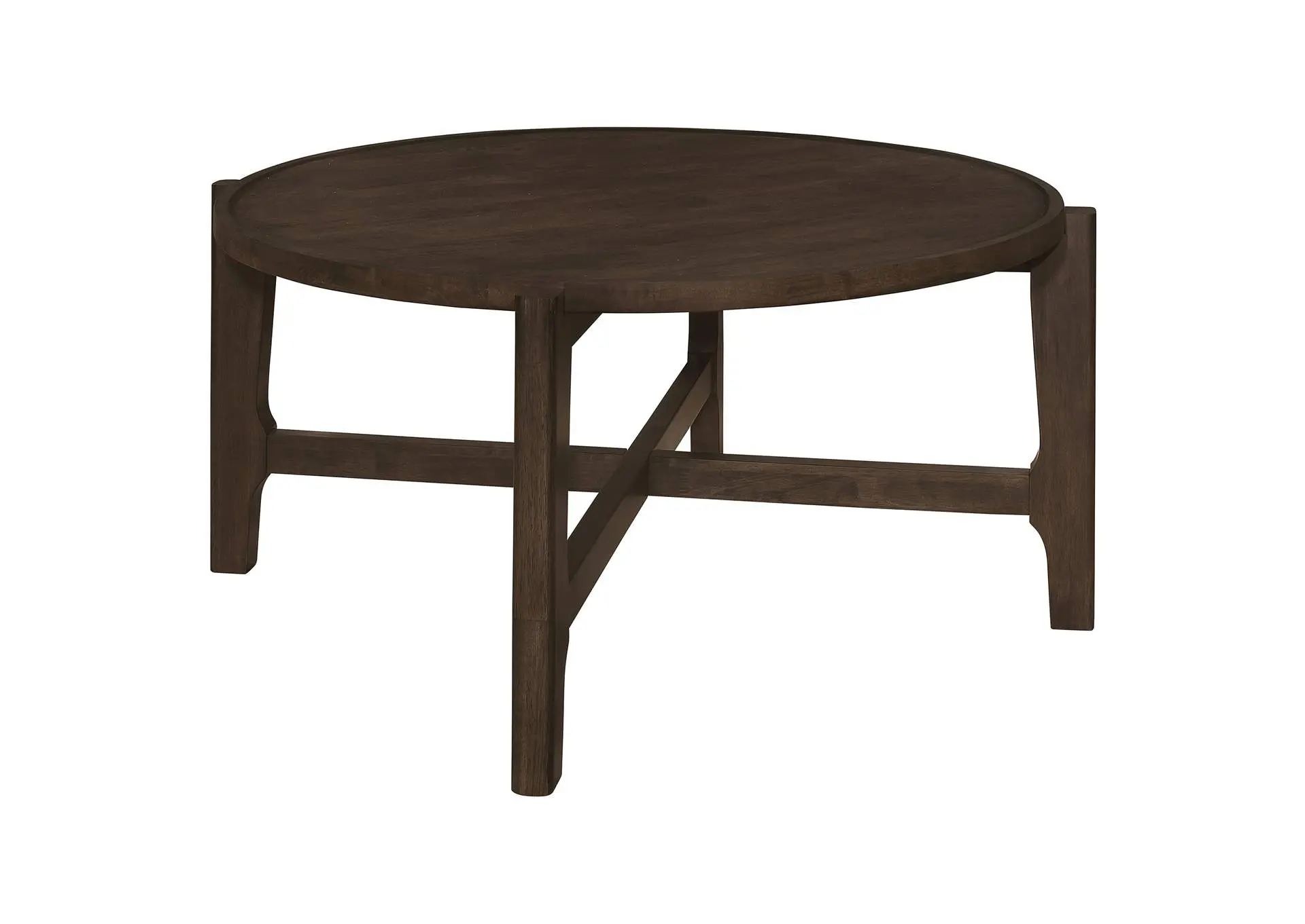 Cota Round Solid Wood Coffee Table Dark Brown