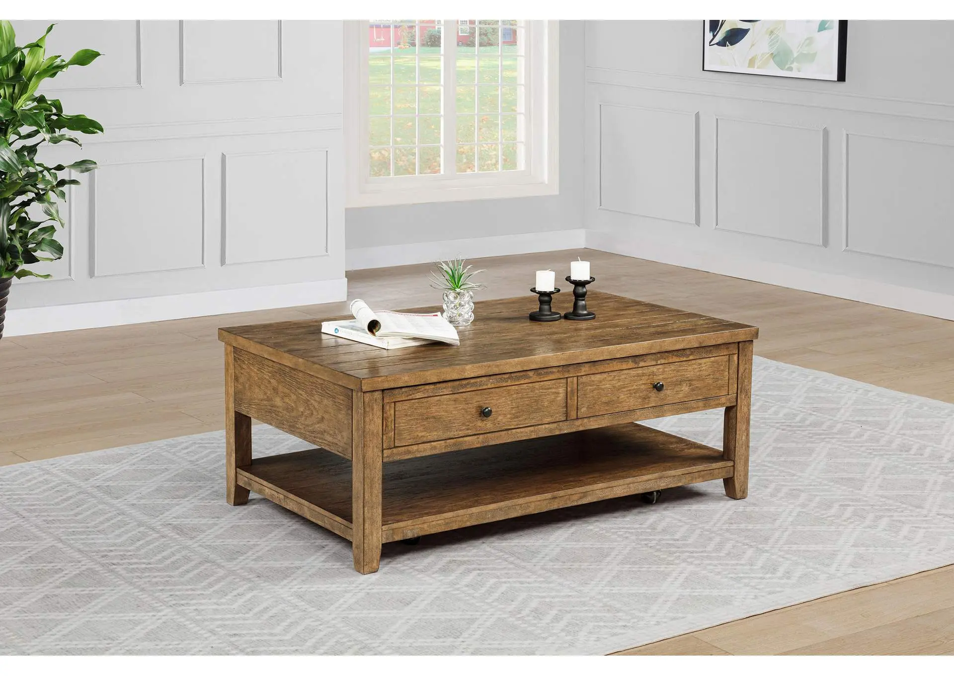 Payne 48-inch Mobile Lift Top Coffee Table Distressed Brown