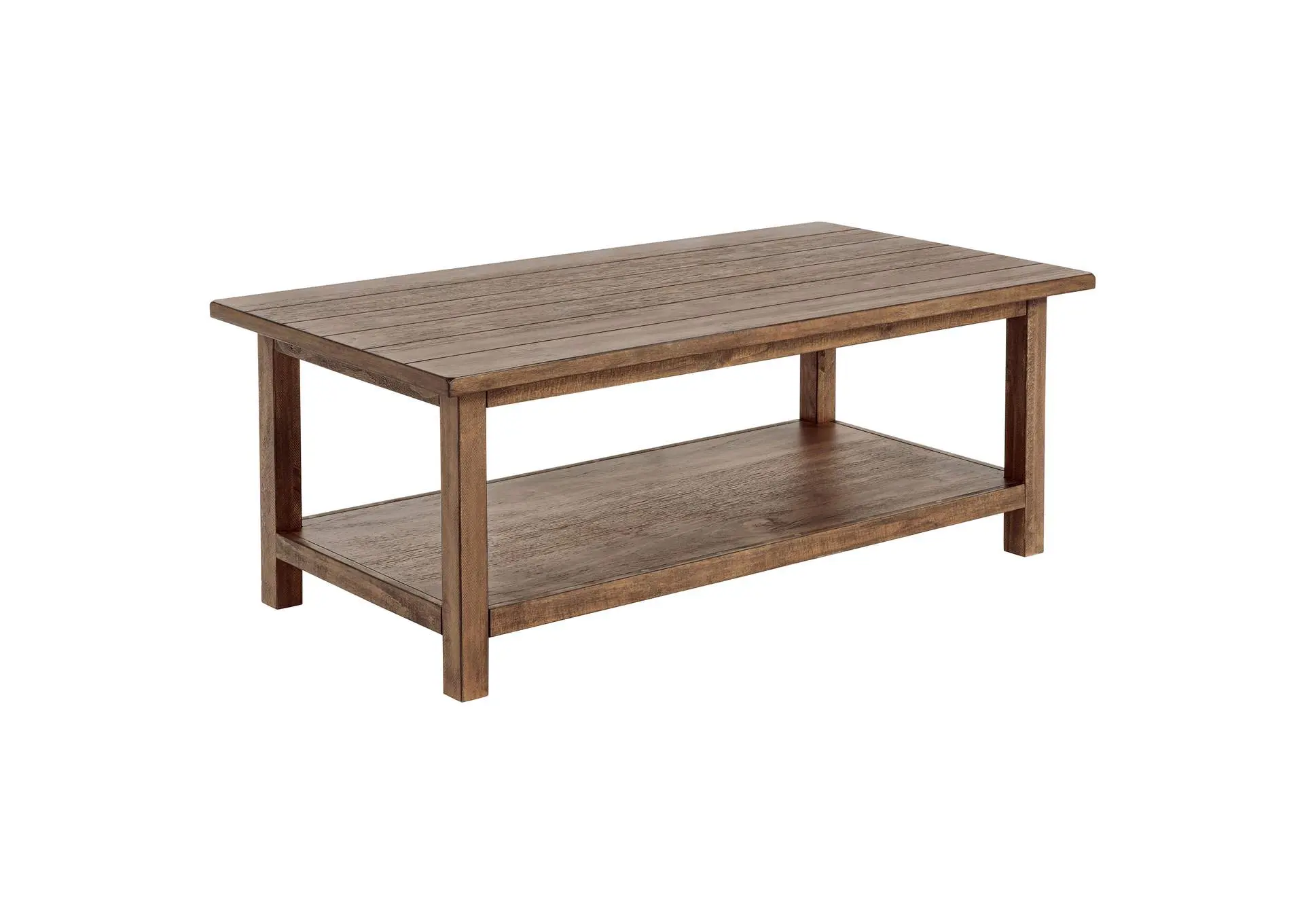 Payne Wood Coffee Table with Shelf Distressed Brown