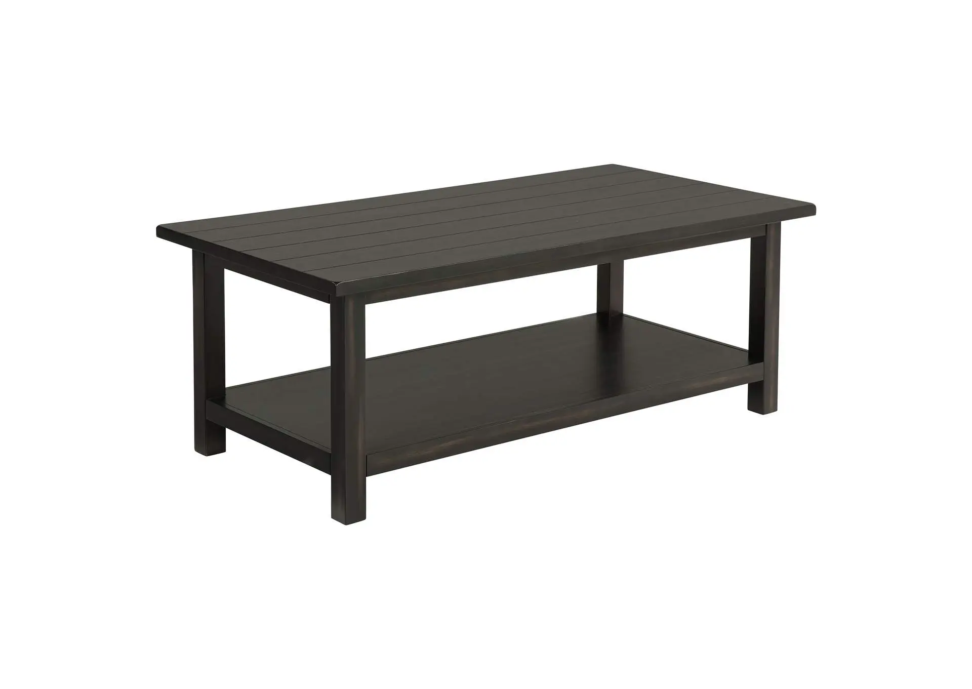 Payne Wood Coffee Table with Shelf Distressed Java