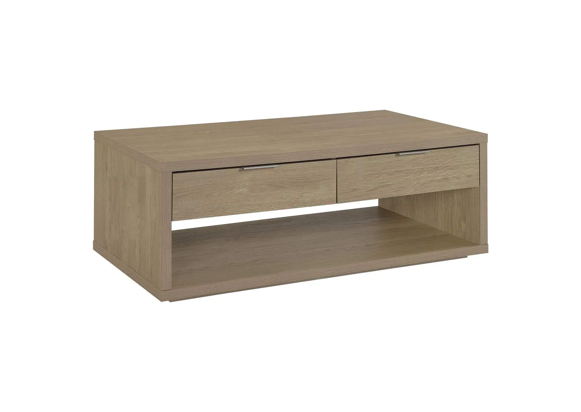 Ingram 2-Drawer Rectangular Coffee Table with Open Shelf Latte