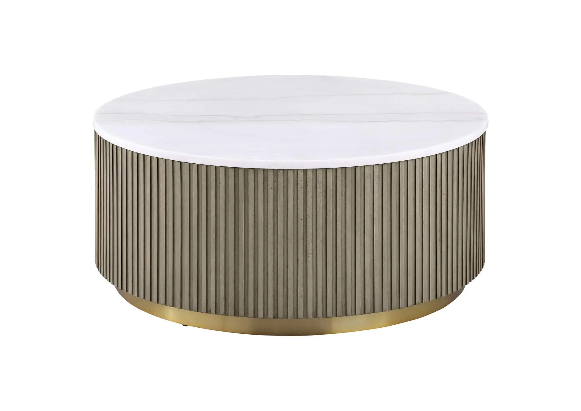 Jason Round White Marble Top Coffee Table Greige