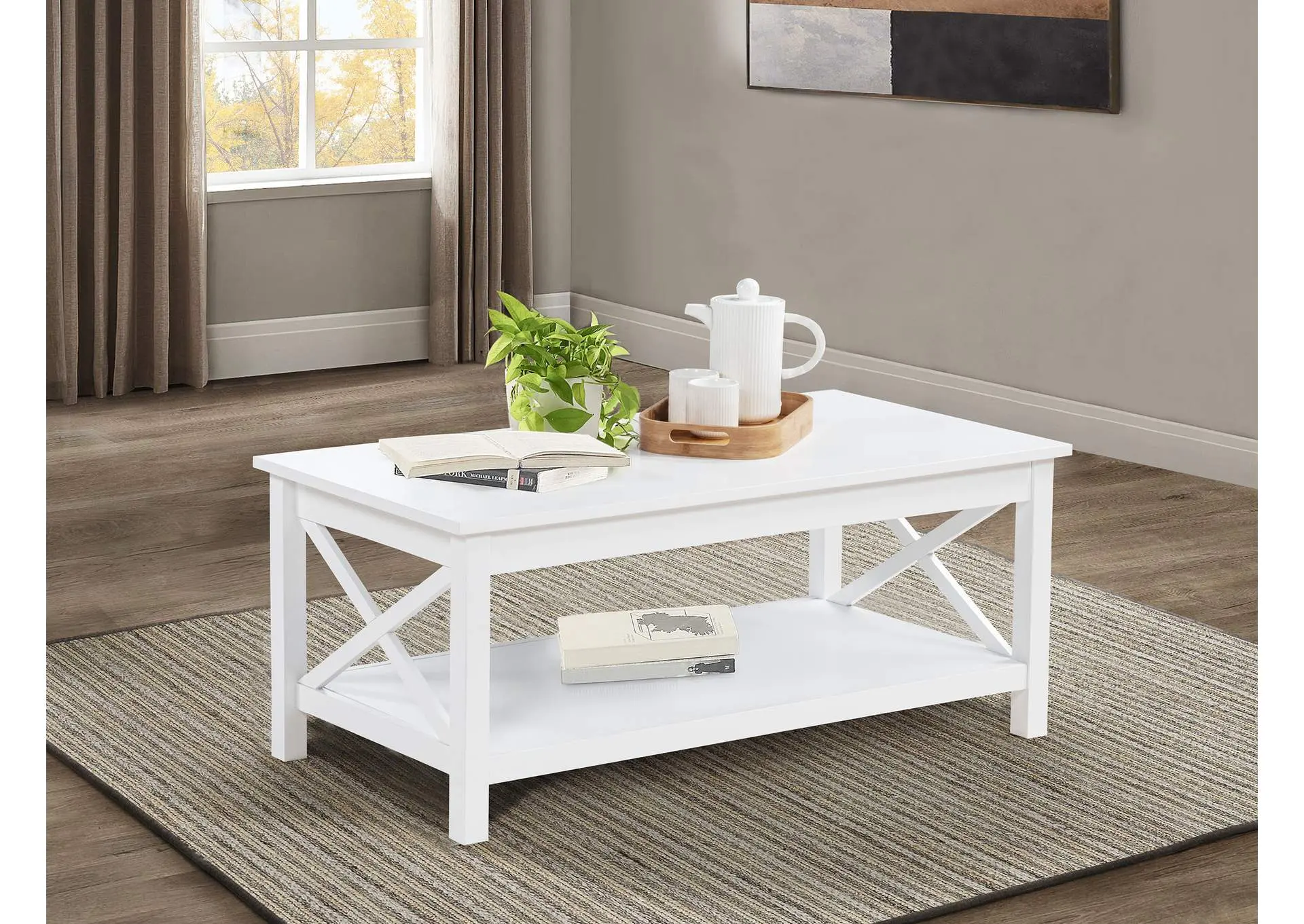 Skyview 44-inch Rectangular Lift Top Coffee Table White